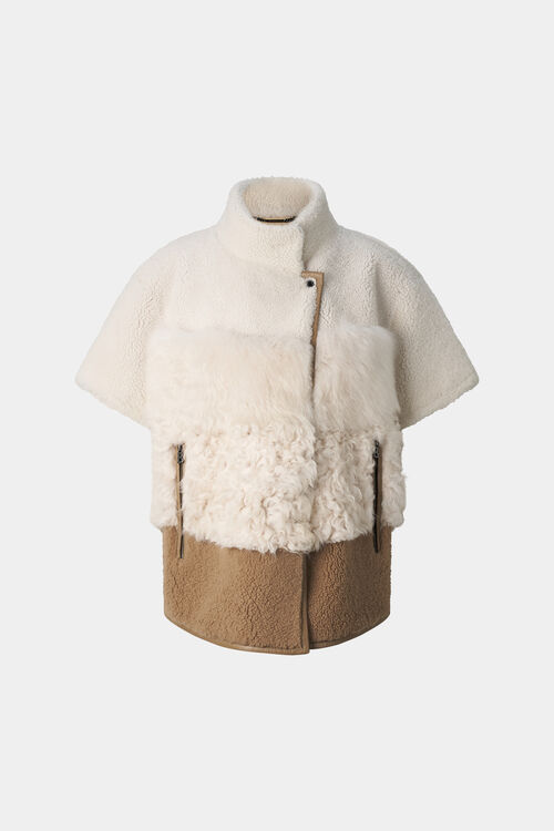 Lammfell-Jacke Lexy Creme/Braun
