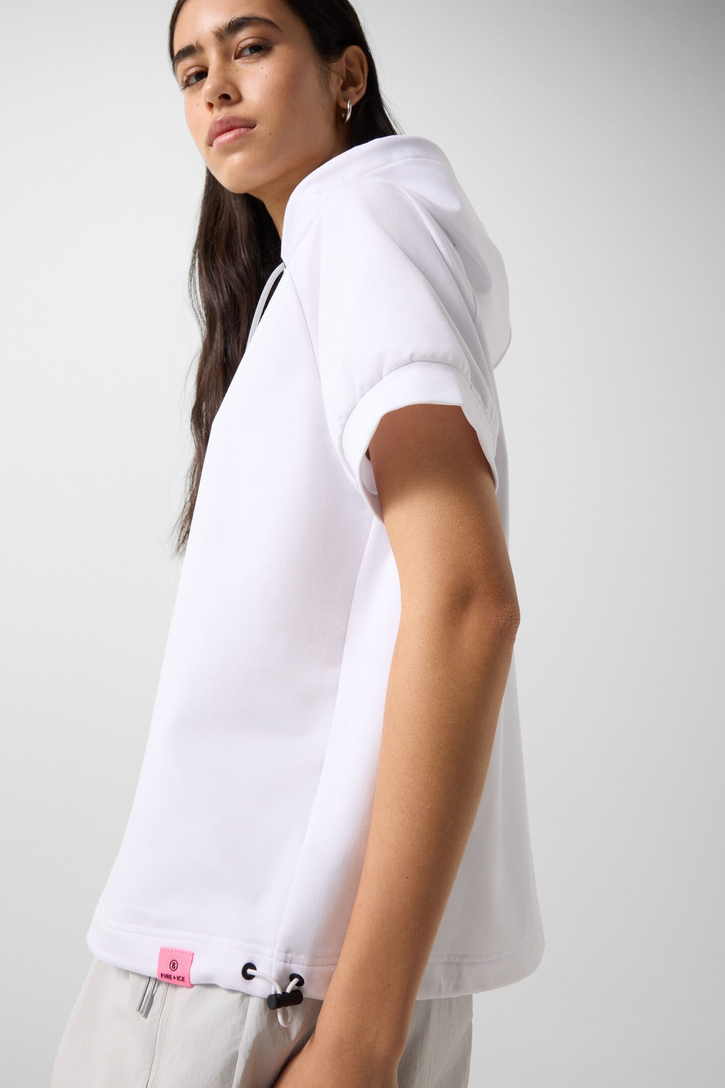 Sharon short-sleeved hoodie White/pink
