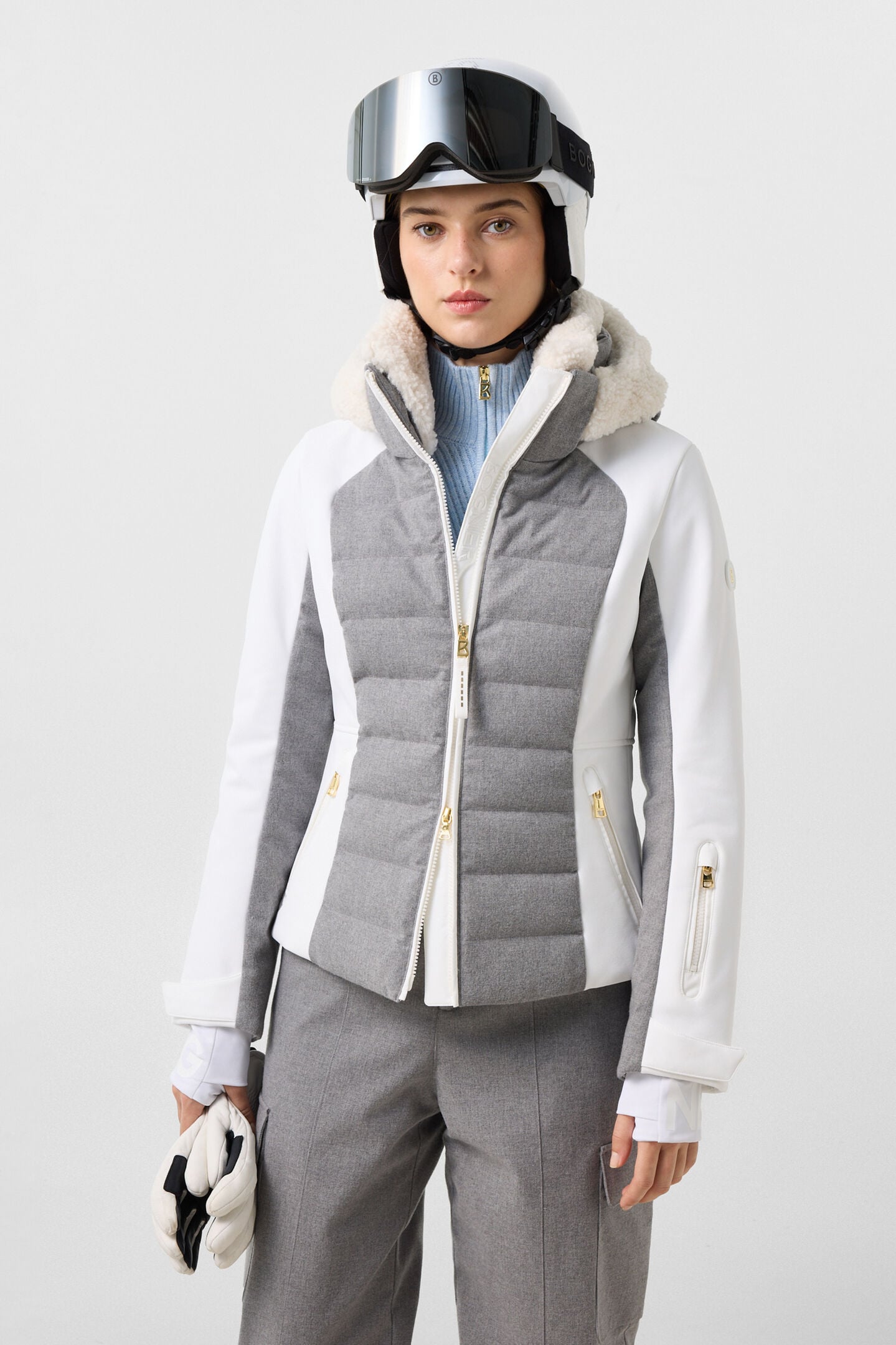 Linn Down Ski Jacket Light grey/off-white