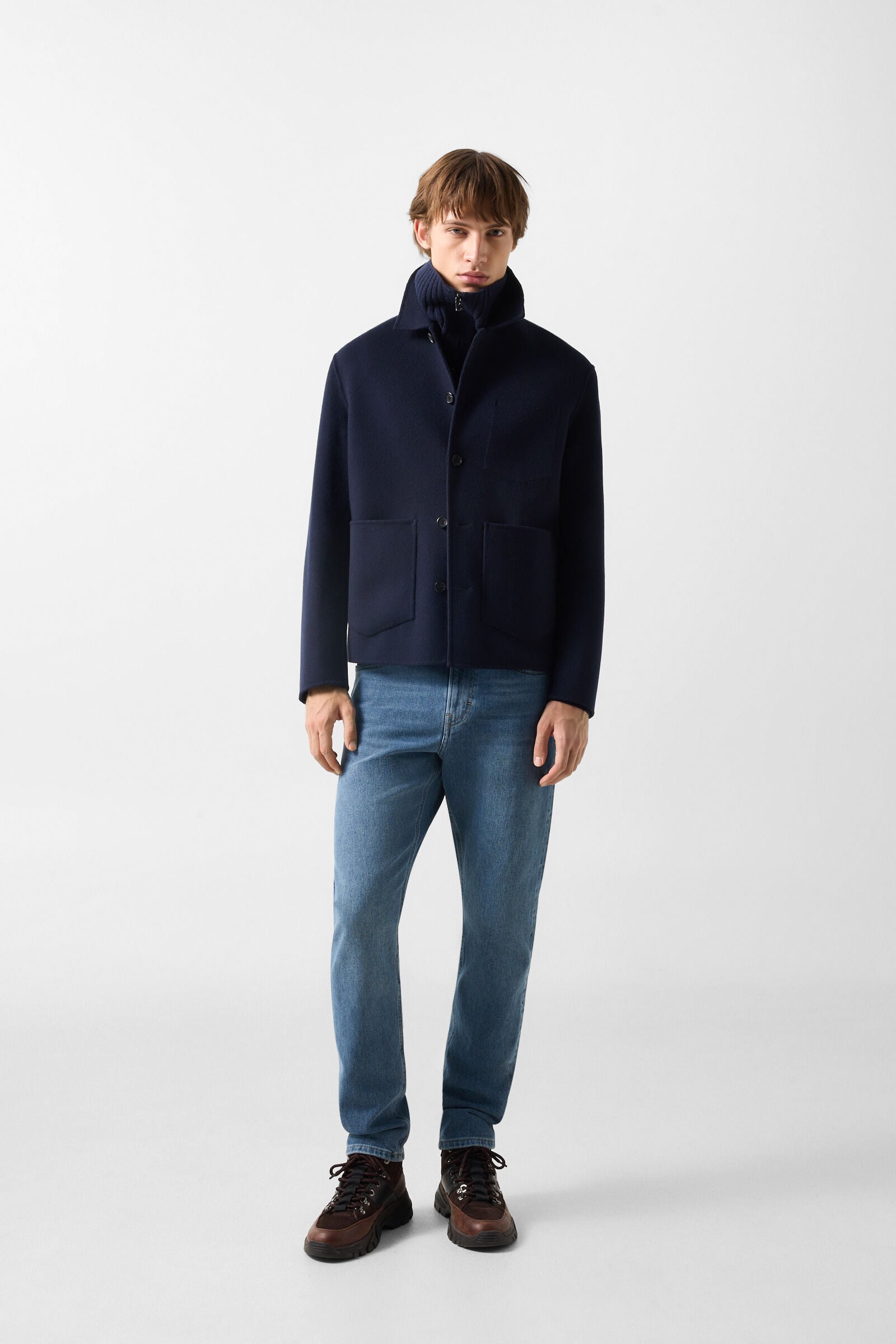 Doubleface-Woll-Hemdjacke Mirco Navy