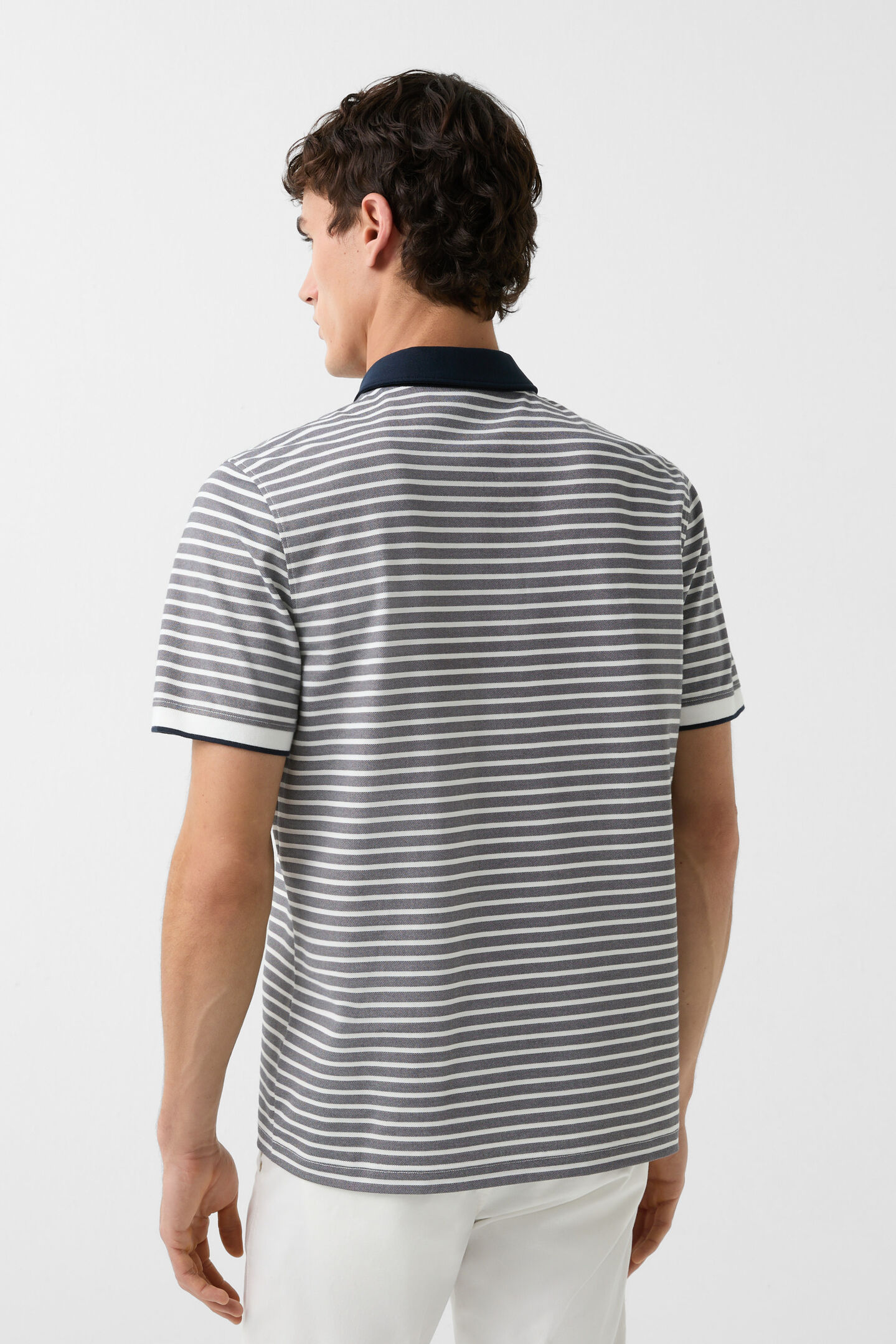 Polo-Shirt Timo Navy-Blau/Weiß