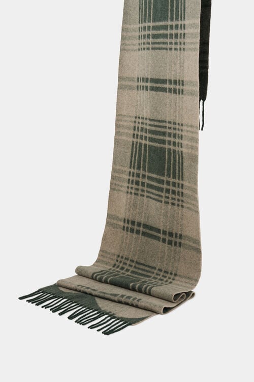 Woll-Schal Scarf Dunkelgrün/Beige