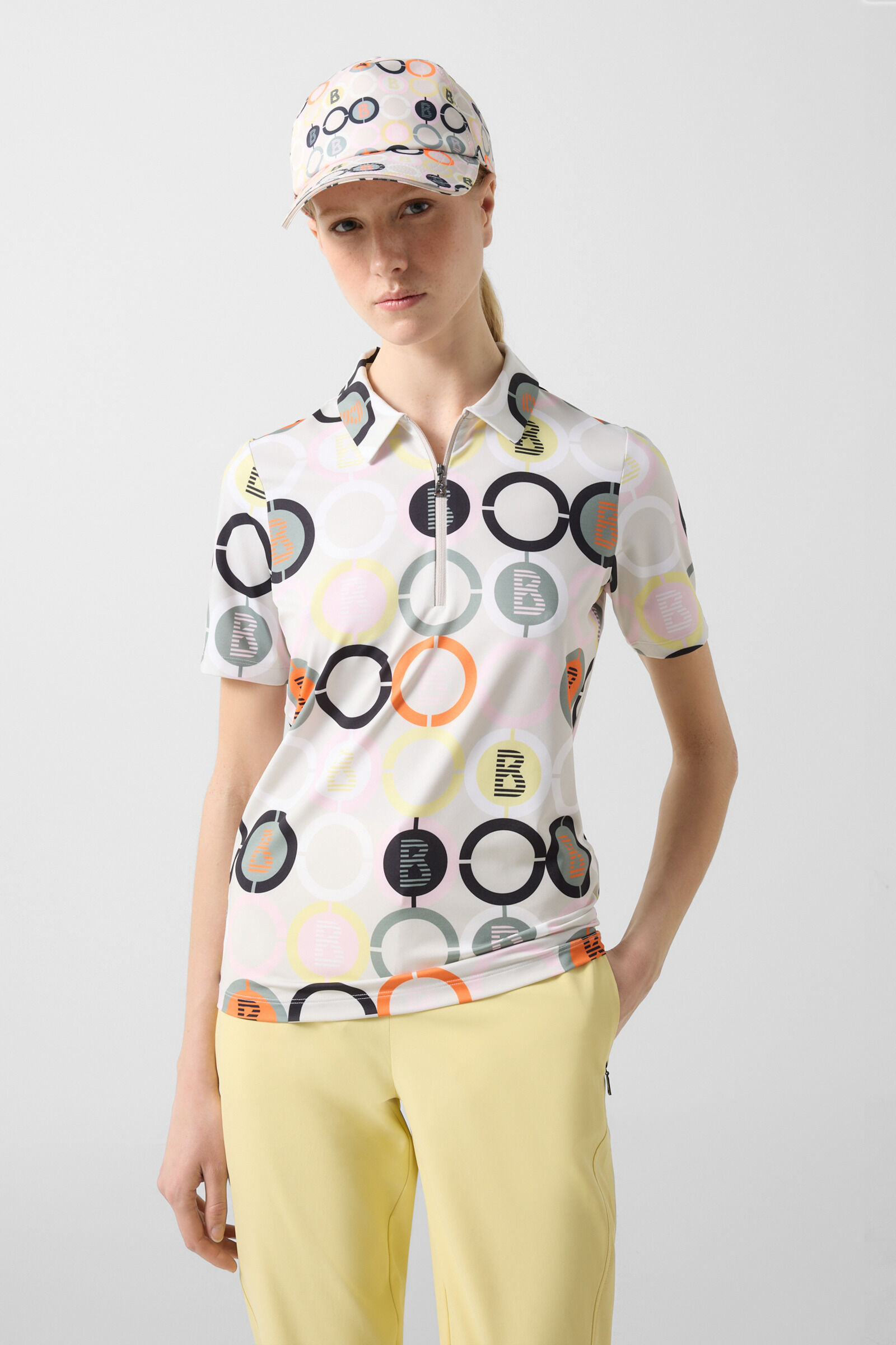 Taya functional short-sleeved top Sand/Orange/Grey