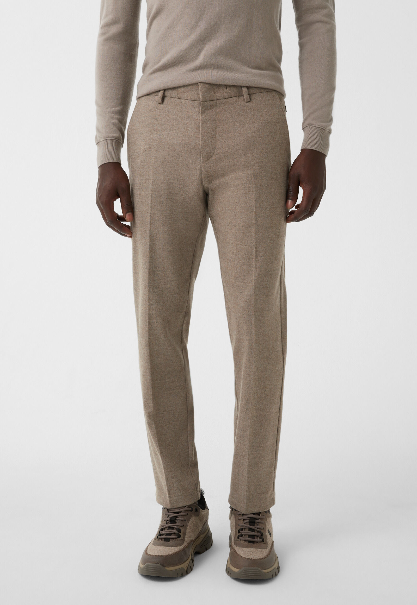 Flannel trousers Riley Business Greige