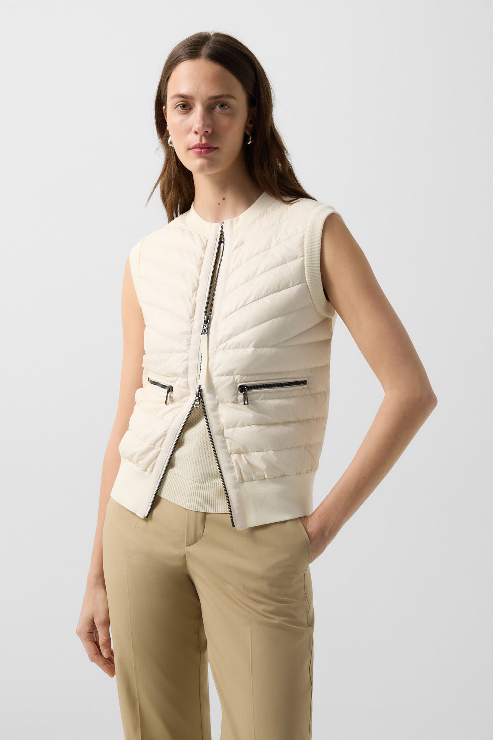 Daunen-Strickweste Zira Creme