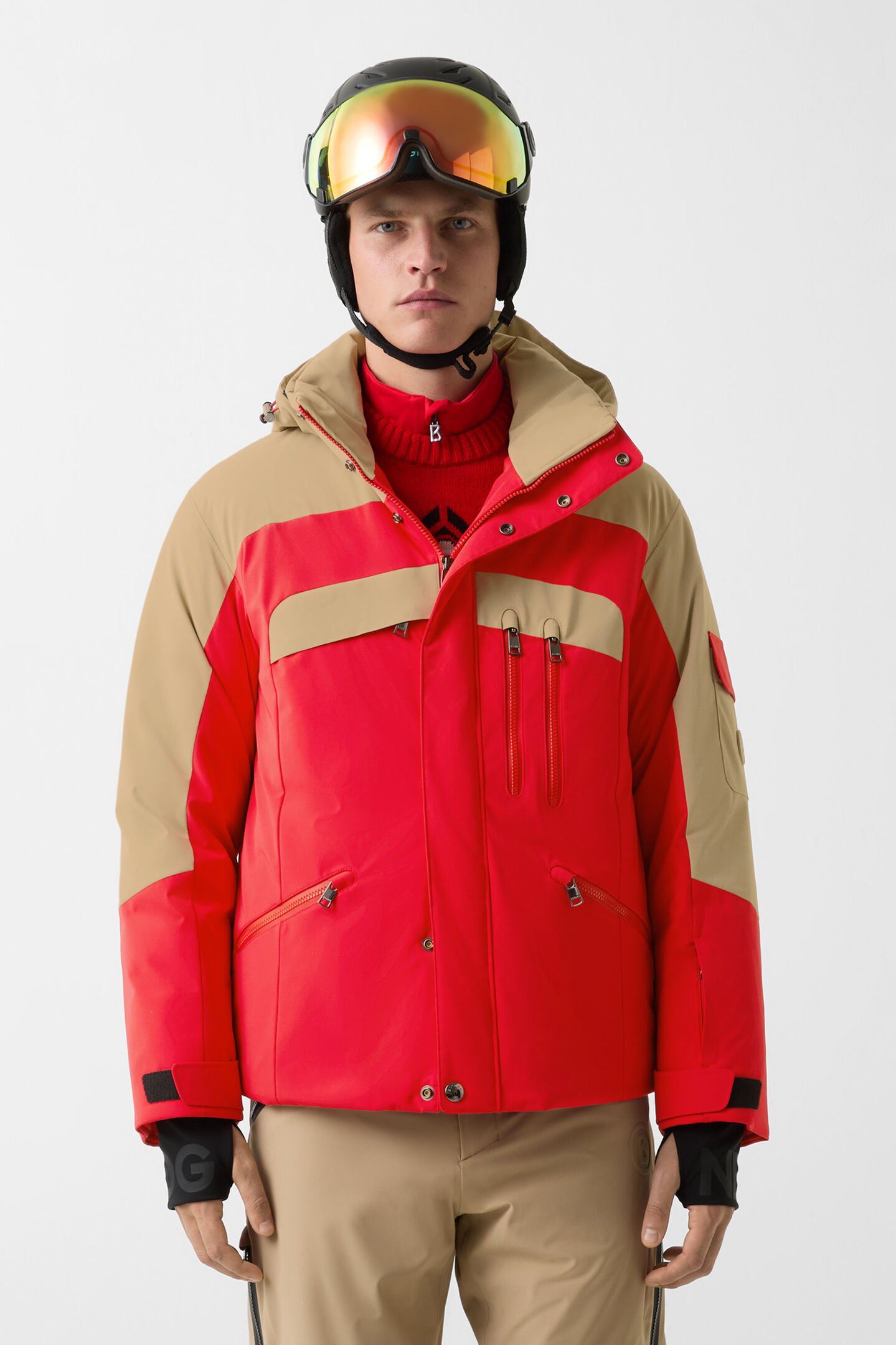 Ski-Daunenjacke Danjo Rot/Beige