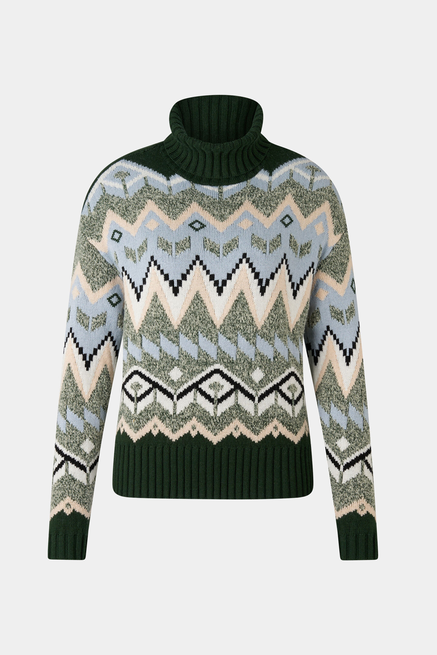 Norweger-Pullover Raegan Grün/Beige/Hellblau
