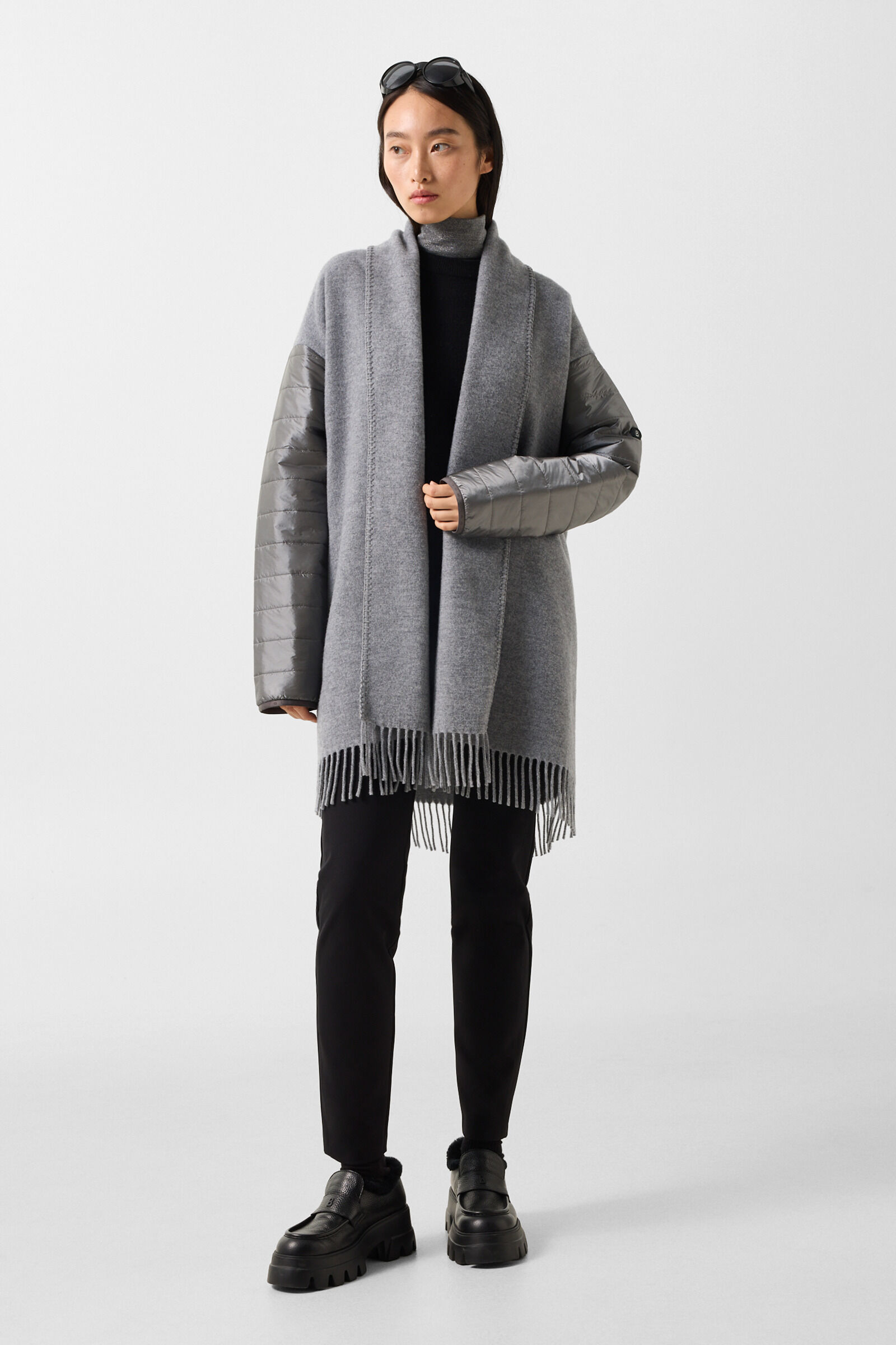 Wool Mix Poncho Grey