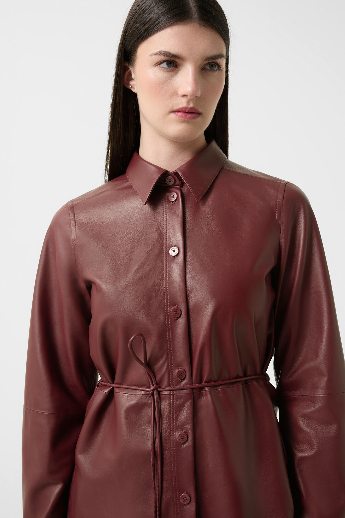 Lederbluse Ariela Weinrot