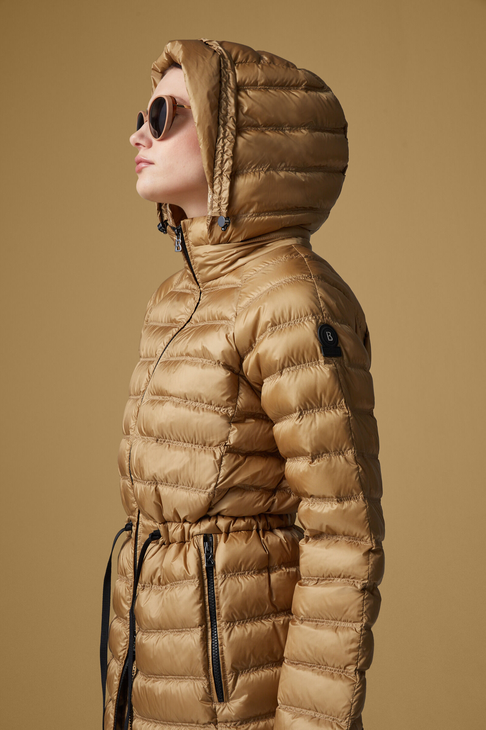 Limefield genuine shearling hood puffer coat shop