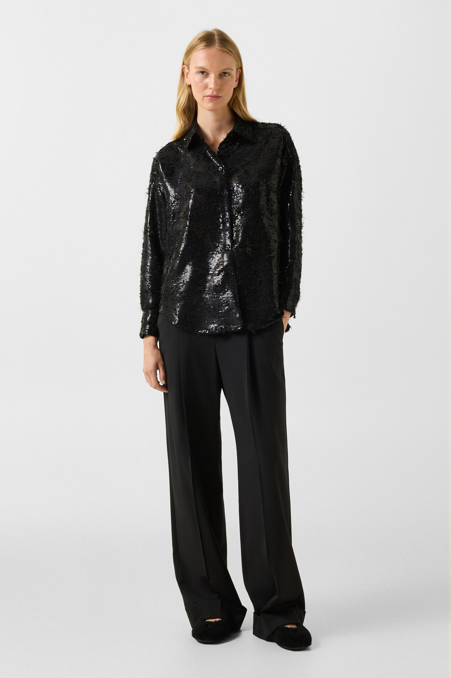 Florence sequinned shirt blouse Black
