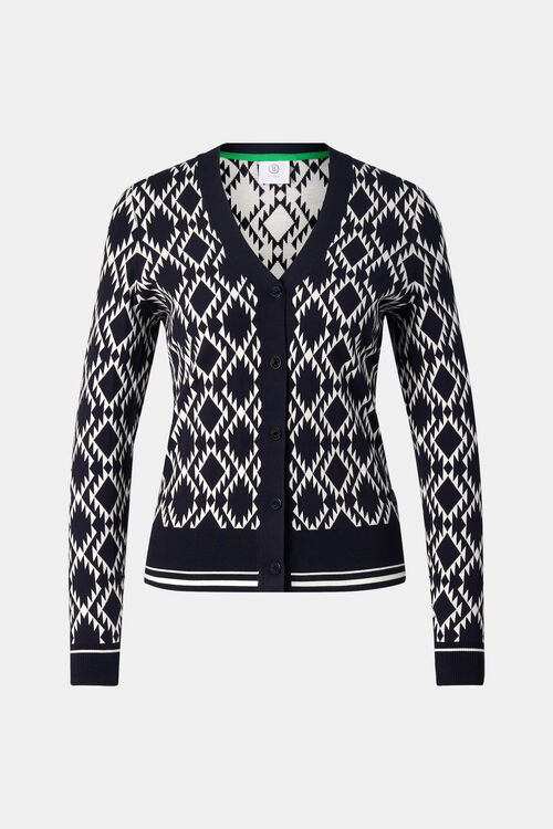 Strickjacke Amber Navy-Blau/Wei&szlig;