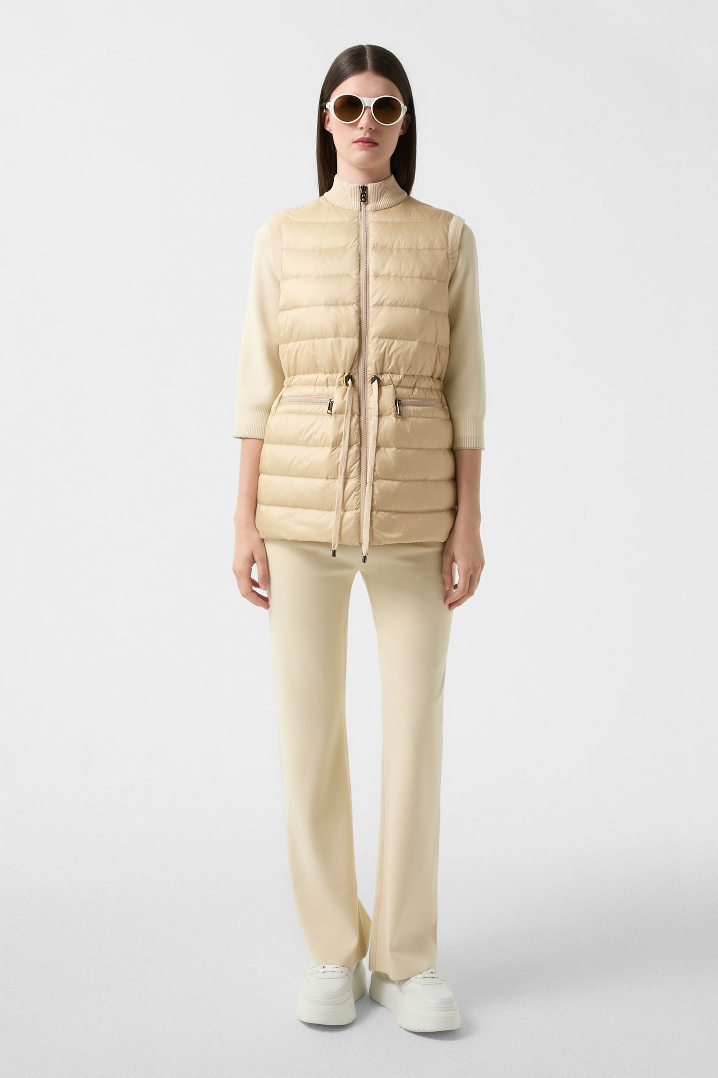 Arina hybrid down waistcoat Beige