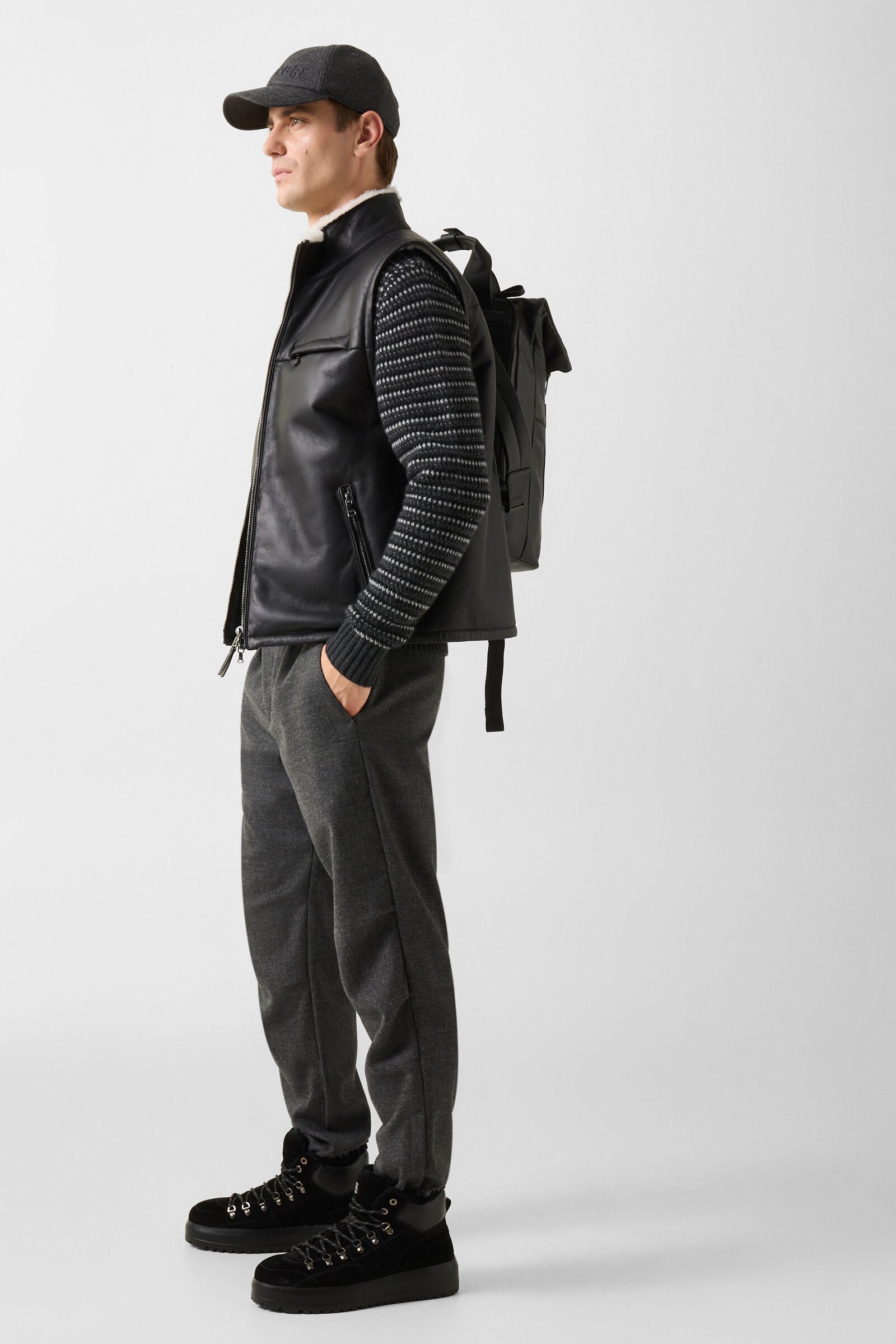 Sergio Virgin Wool-Blend Pants Anthracite