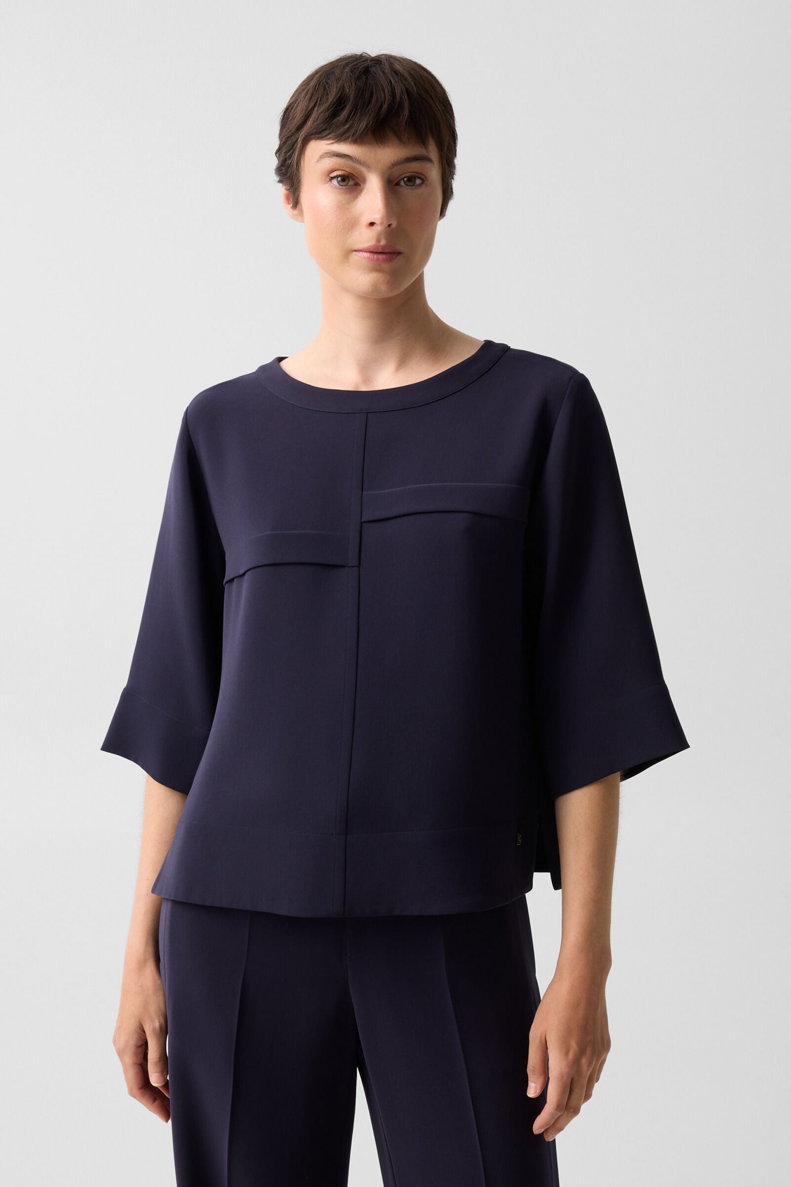 Enrica cr&ecirc;pe shirt Navy blue