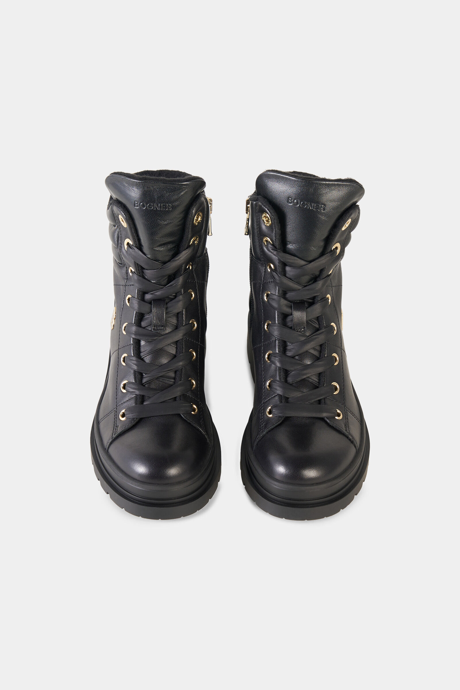 St. Moritz lace-up boots with spikes Black