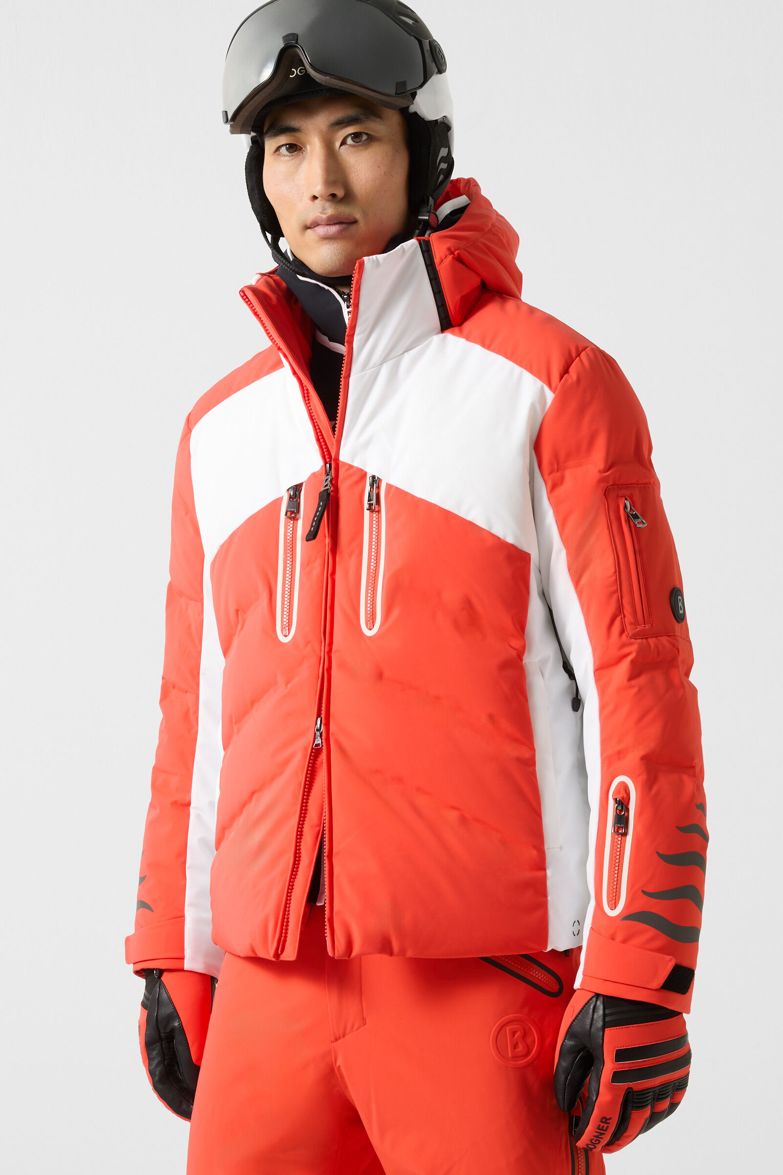 White ski jacket with belt store