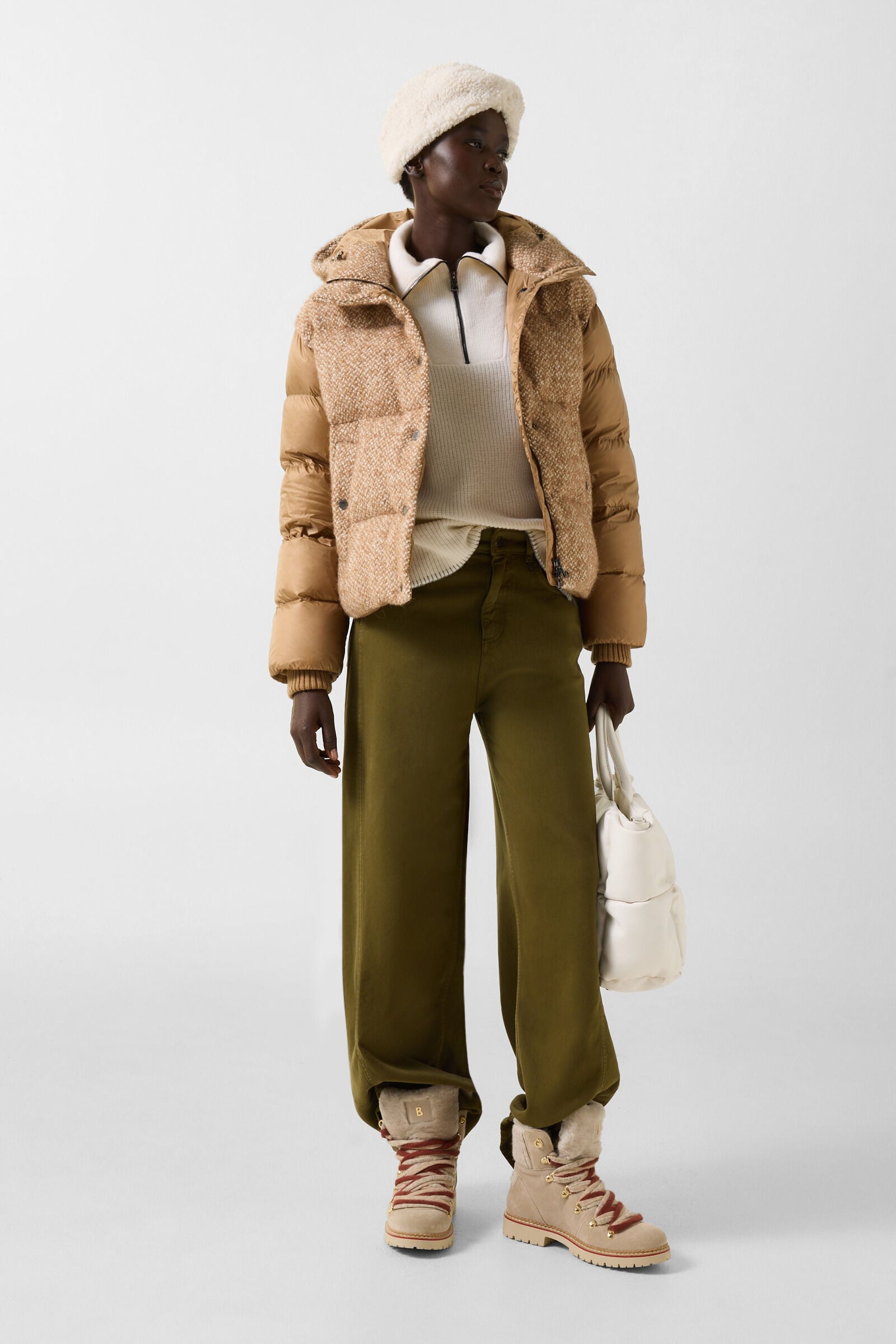 Boucl&eacute;-Daunenjacke Cathy Camel