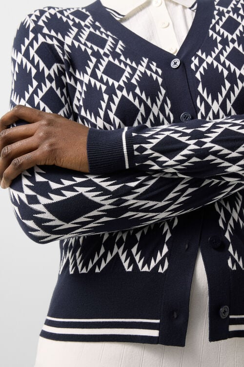 Amber knit jacket Navy blue/white