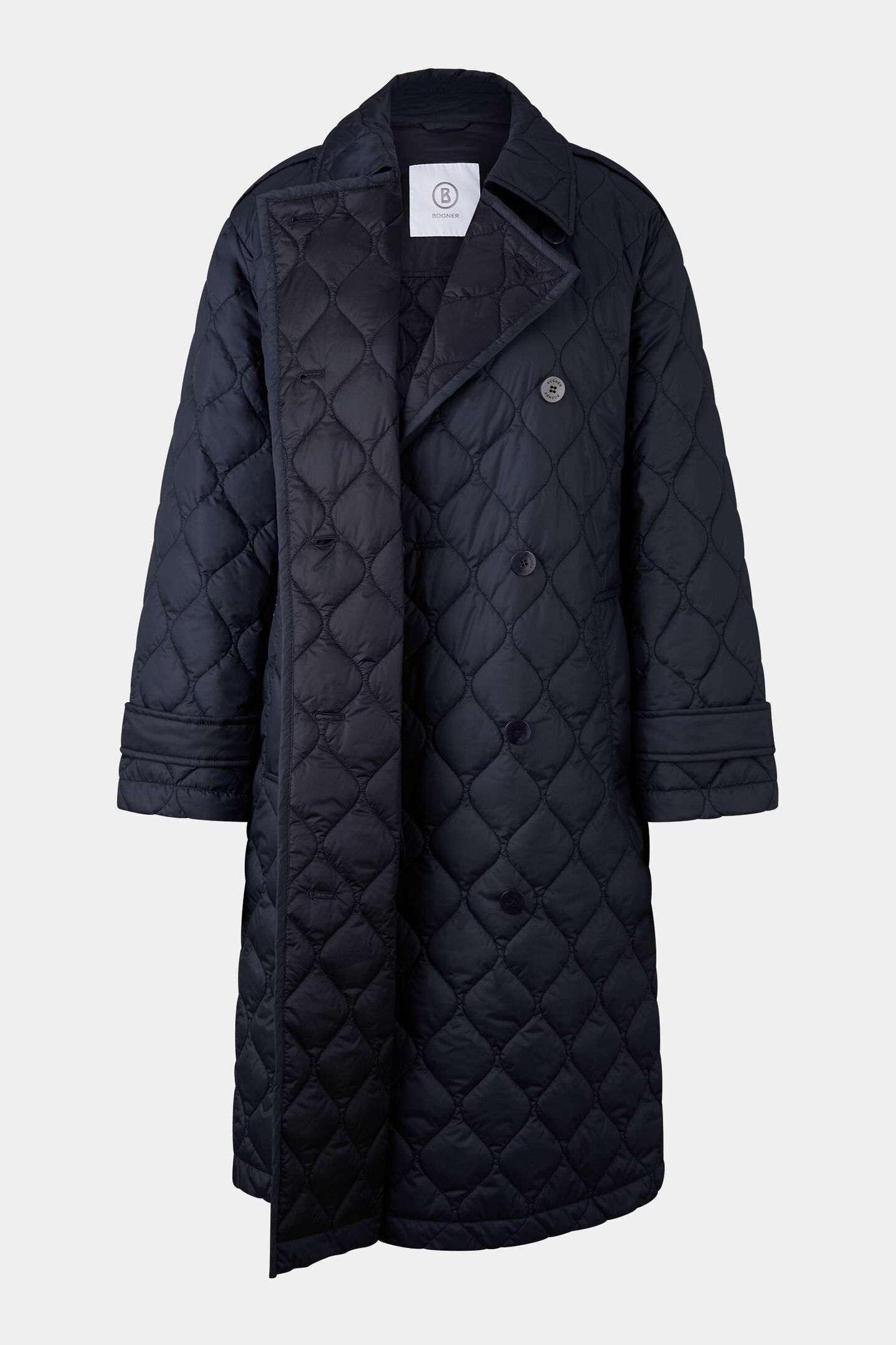 Quilted trench coat Ivory Navy blue
