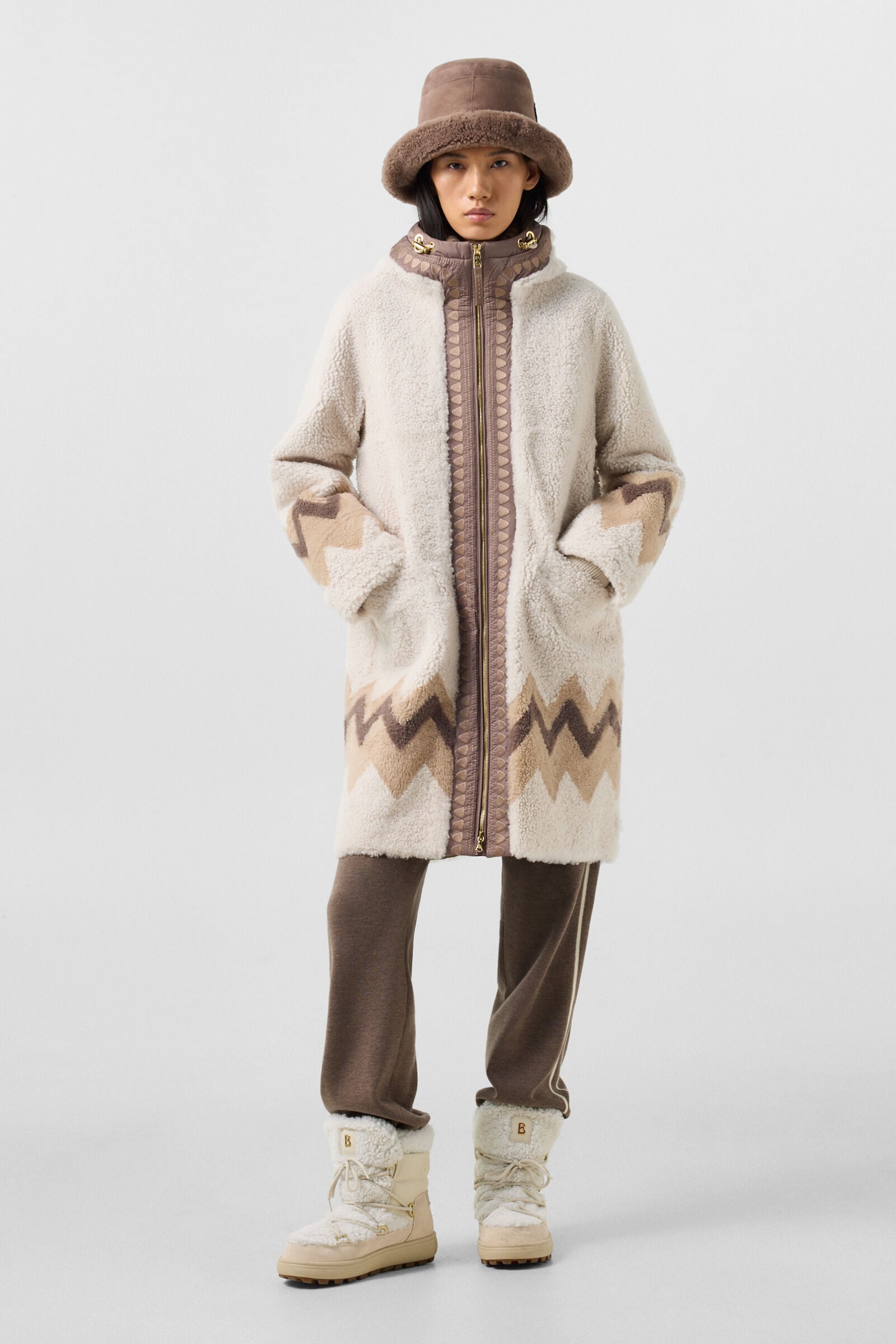Niva lambskin coat Cream/Brown