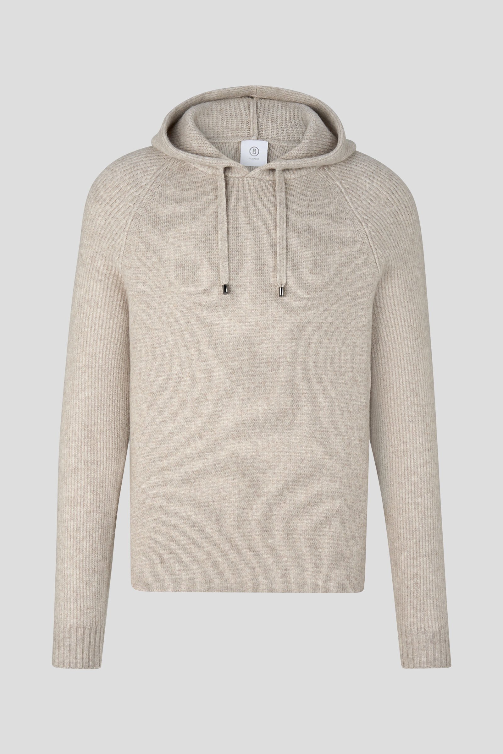 Beige knitted on sale hoodie