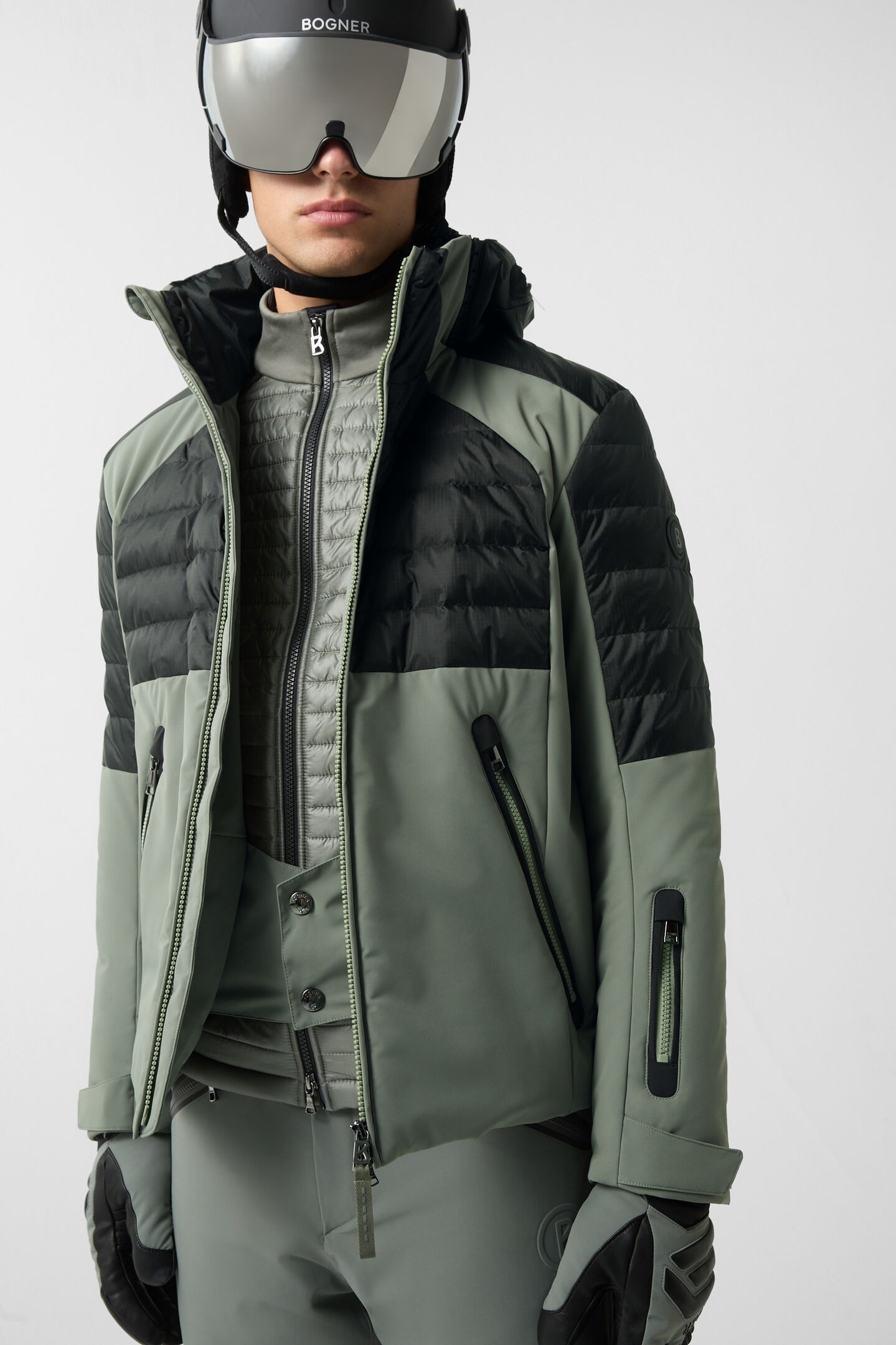 Henik down ski jacket Olive green/black