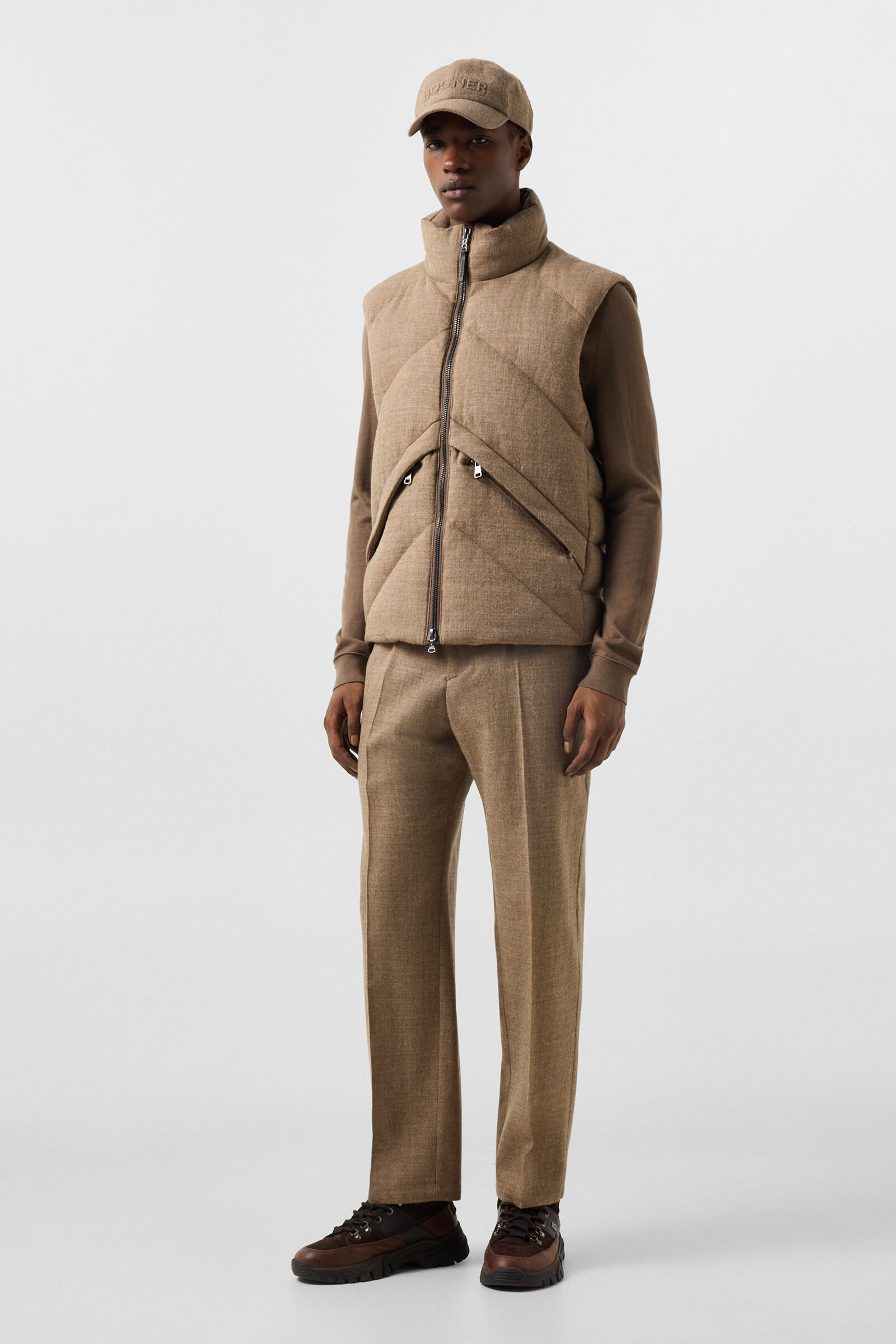 Kendo Virgin Wool and Down Vest Brown