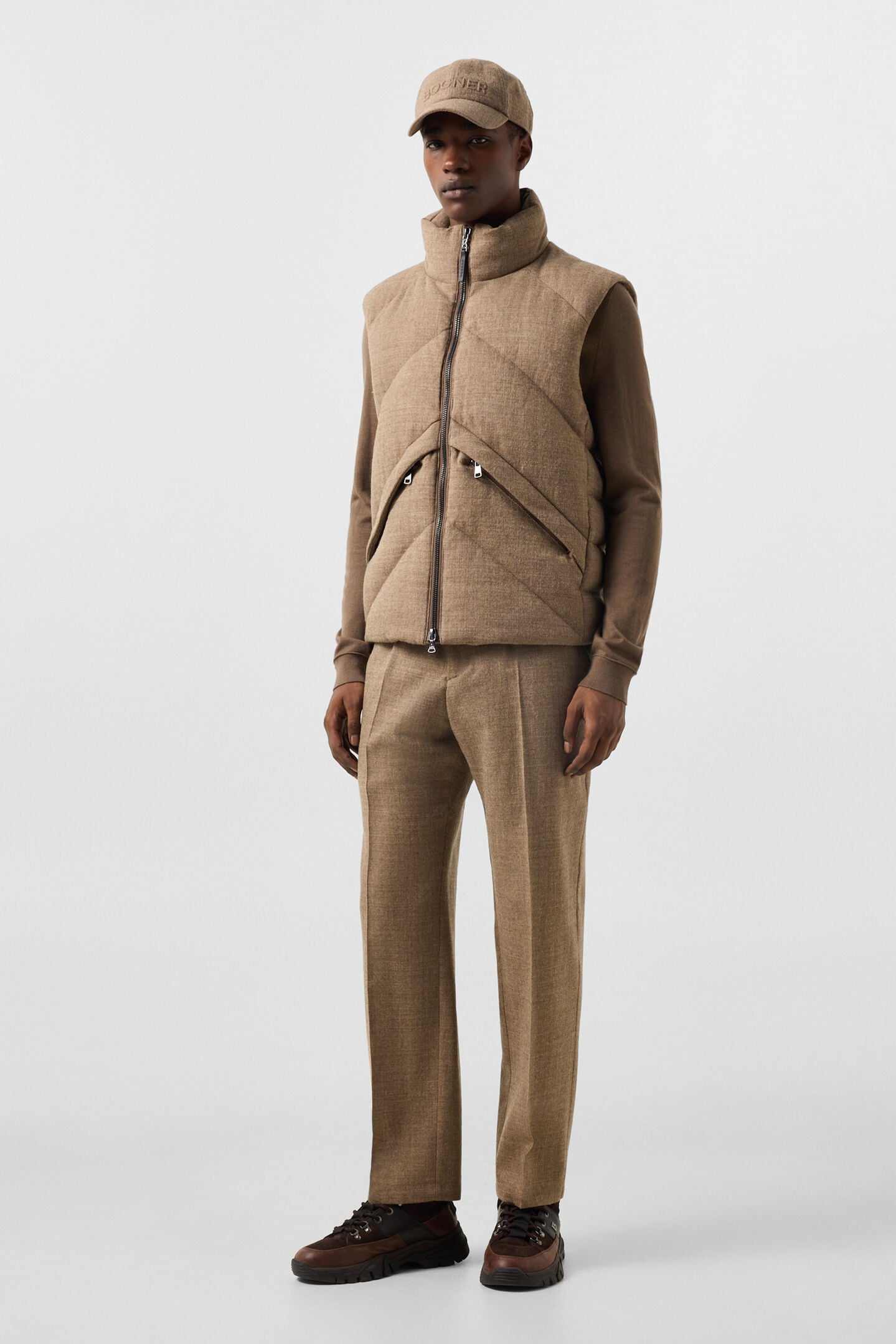 Kendo Virgin Wool and Down Vest Brown