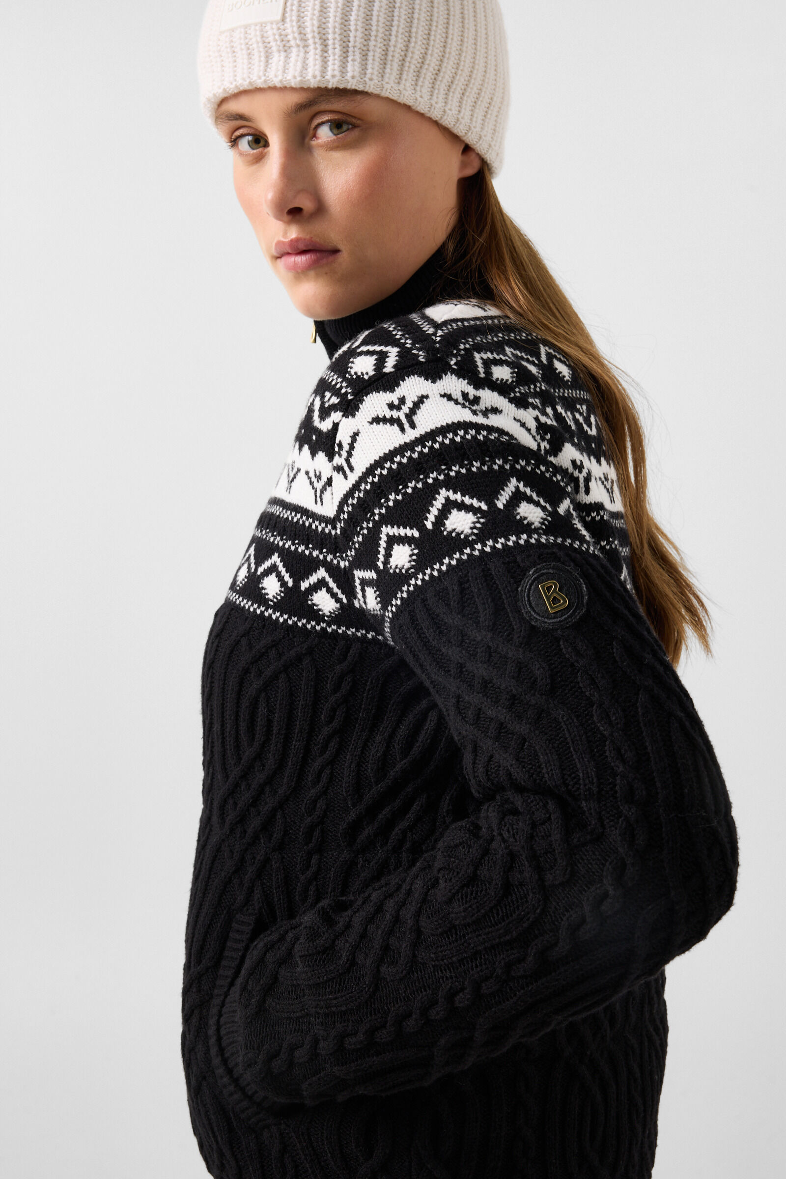 Norweger-Strickjacke Carolyn Schwarz