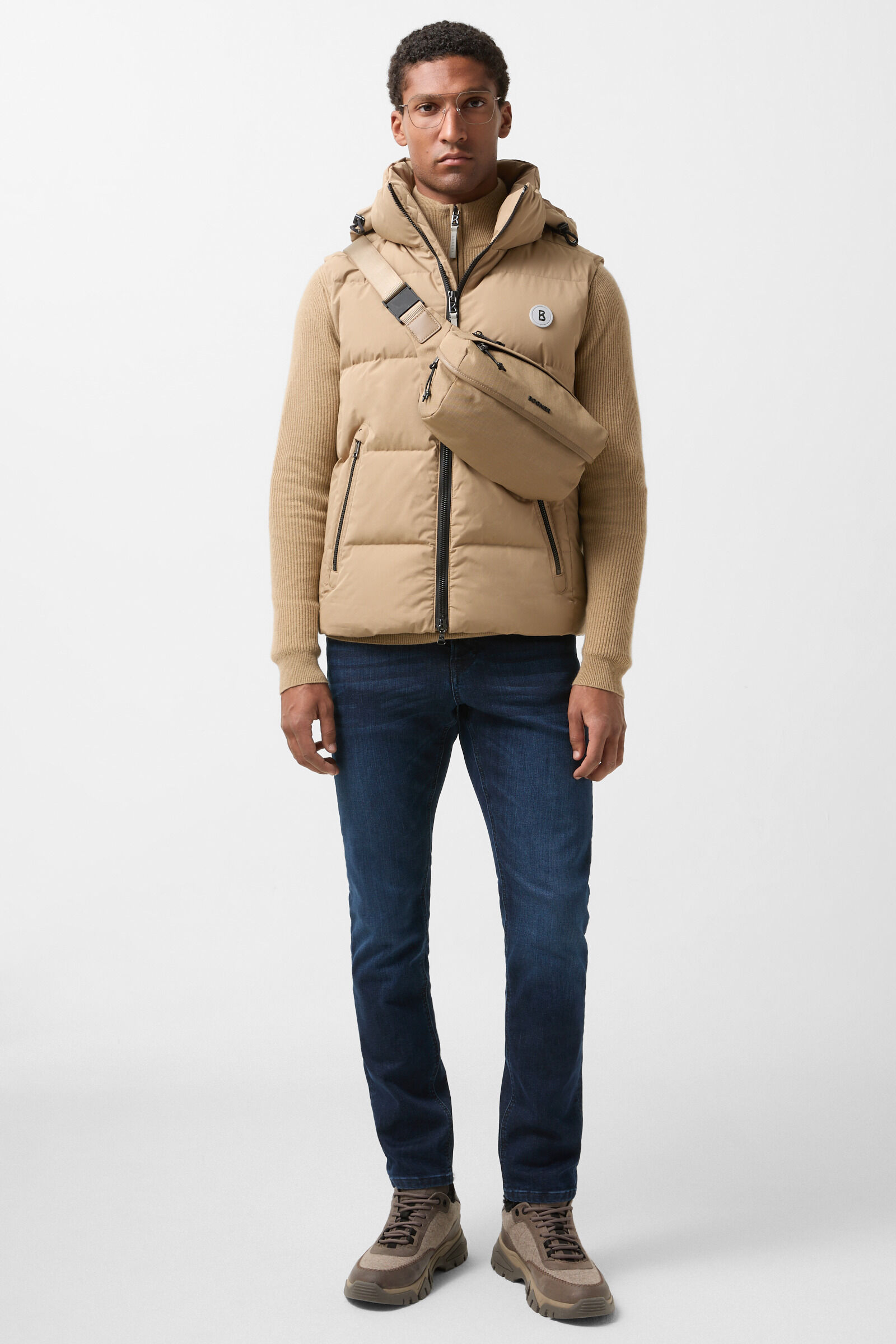 Pure new wool cashmere troyer Derek Camel