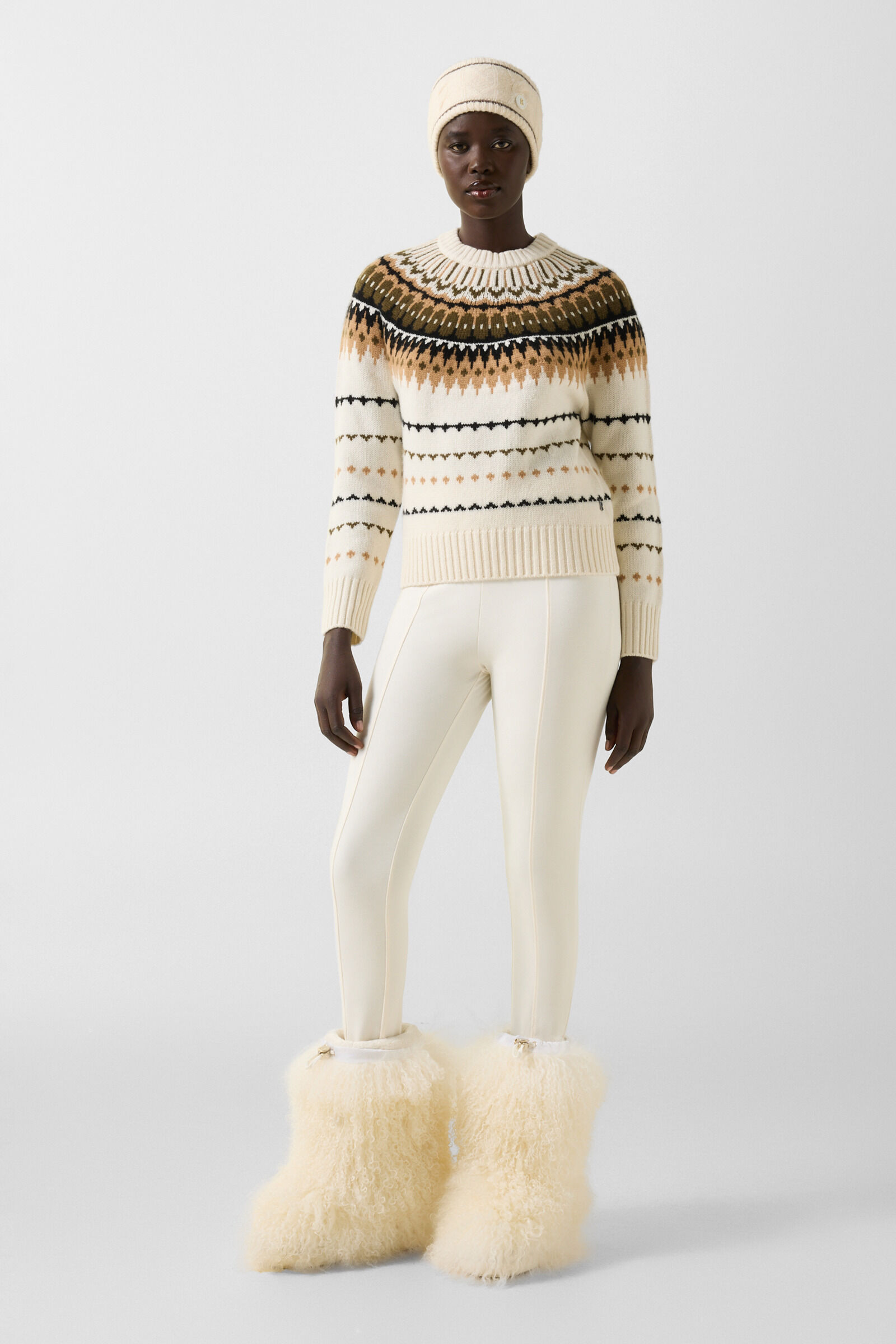 Kaschmir-Norweger-Pullover Ina Off-White/Camel/Coffee