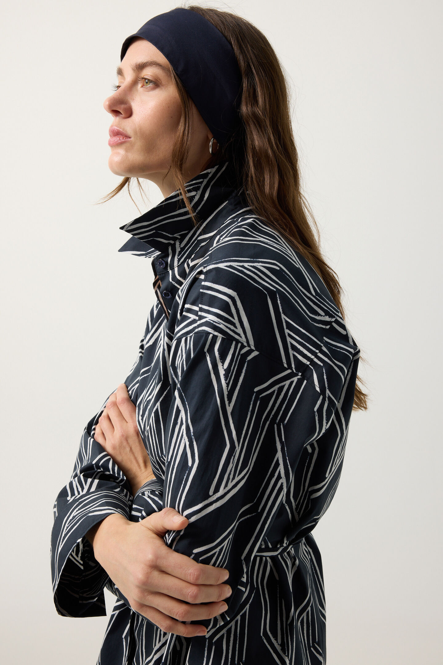 Hemdbluse Ruth Navy-Blau/Off-White