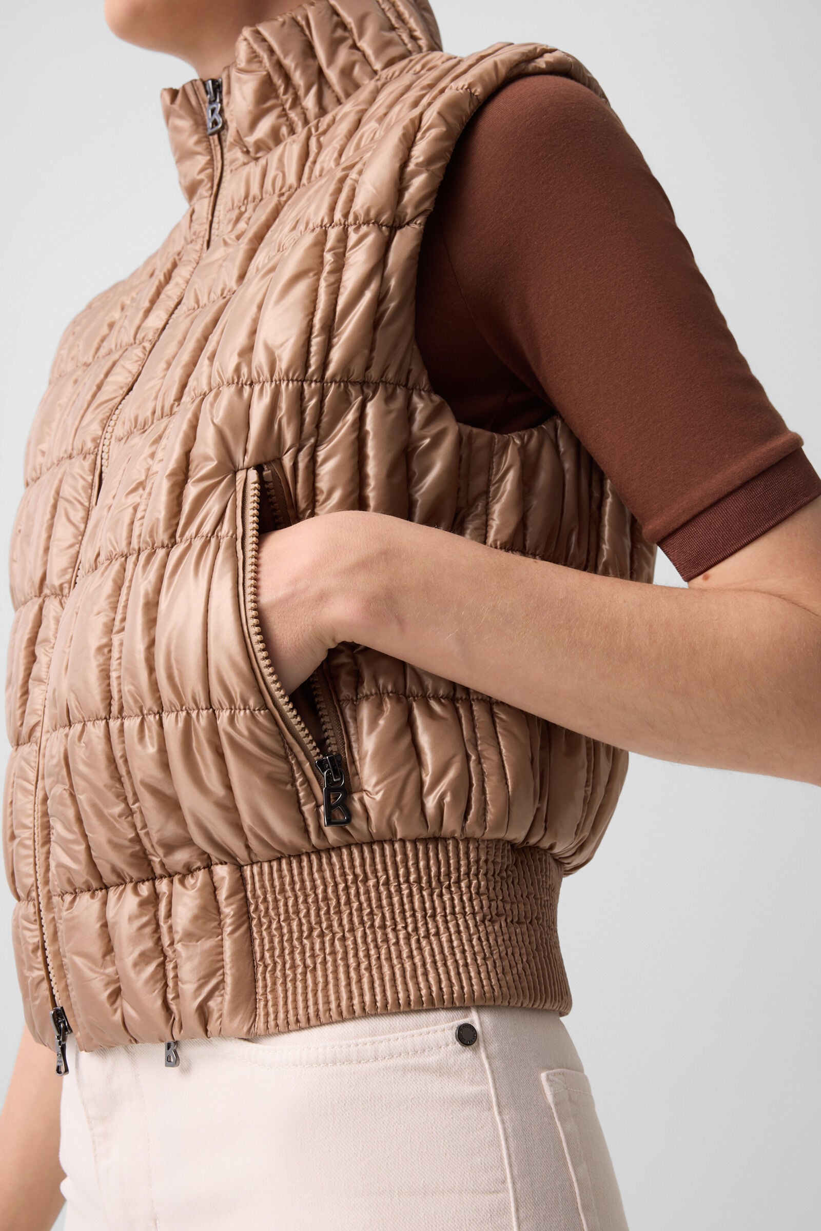 Sally quilted waistcoat Camel