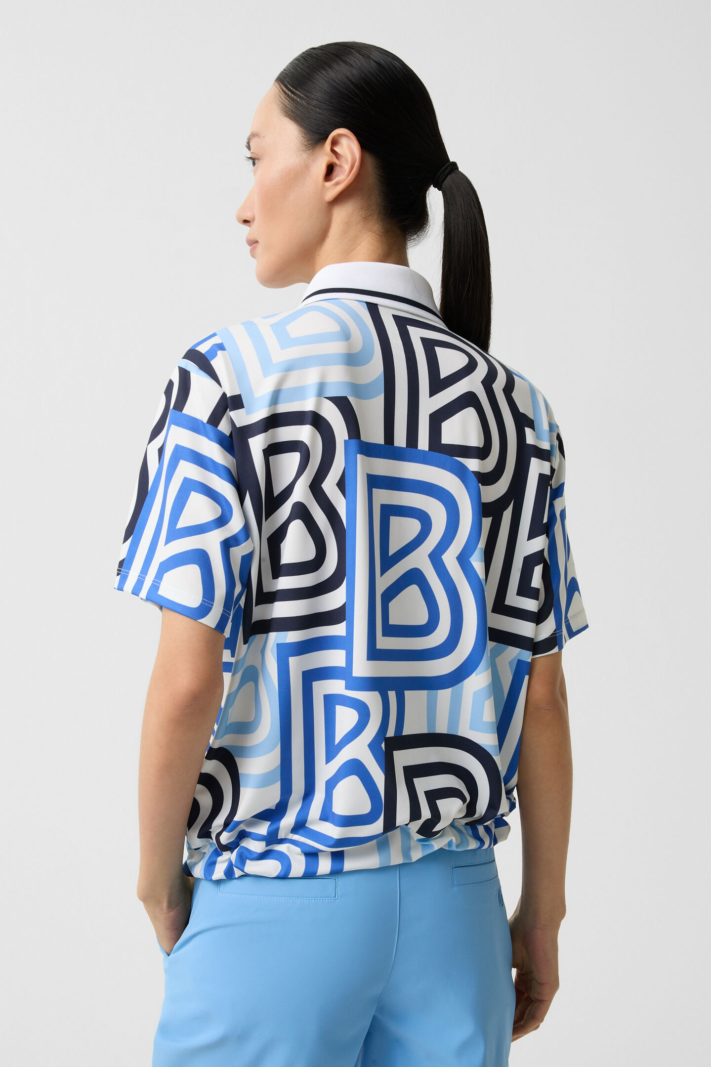 Funktions-Polo-Shirt Tarisa Blau/Off-White