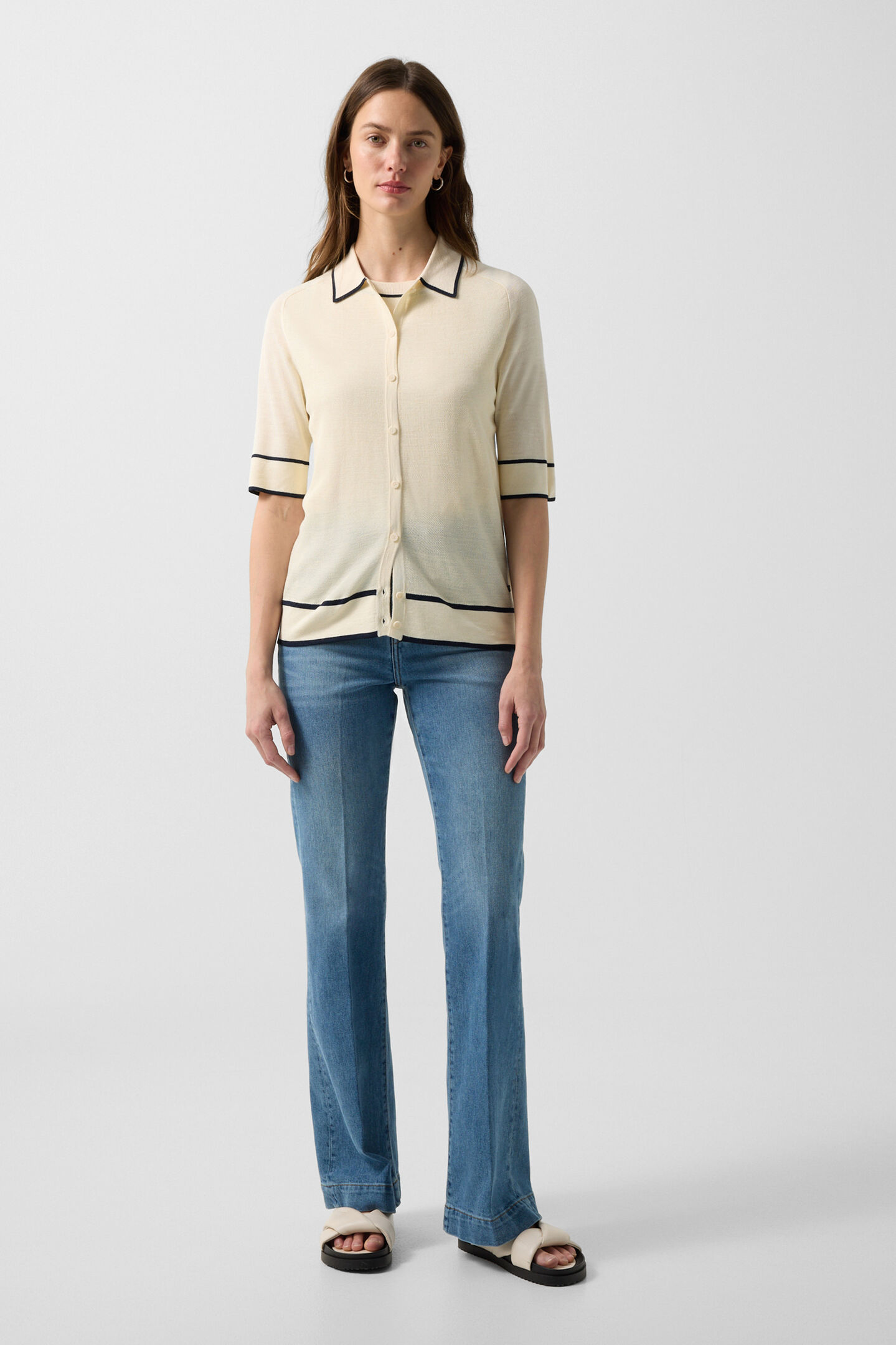 Peaches silk knit jacket Cream