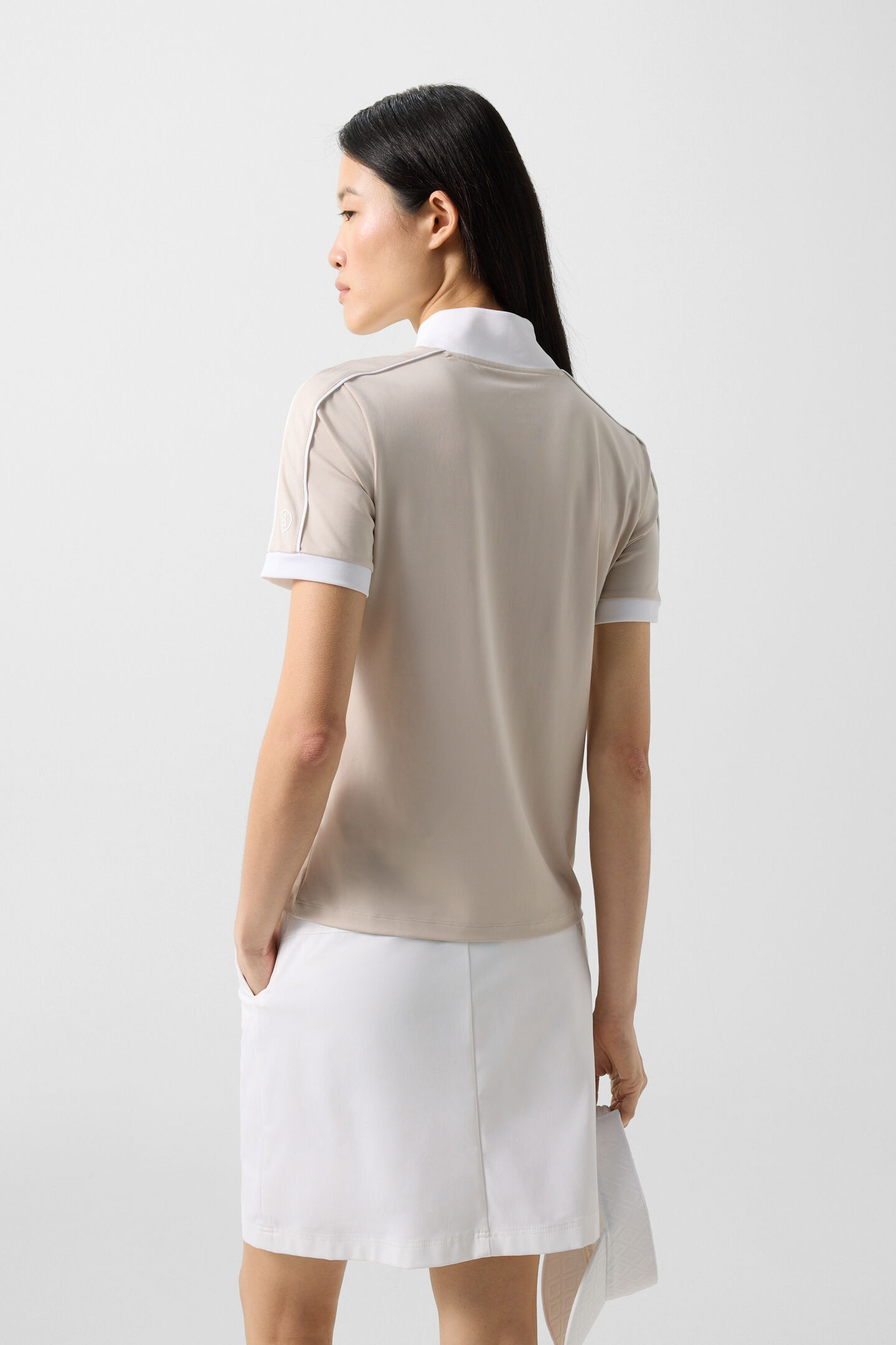 Katrina functional short-sleeved top Sand/white