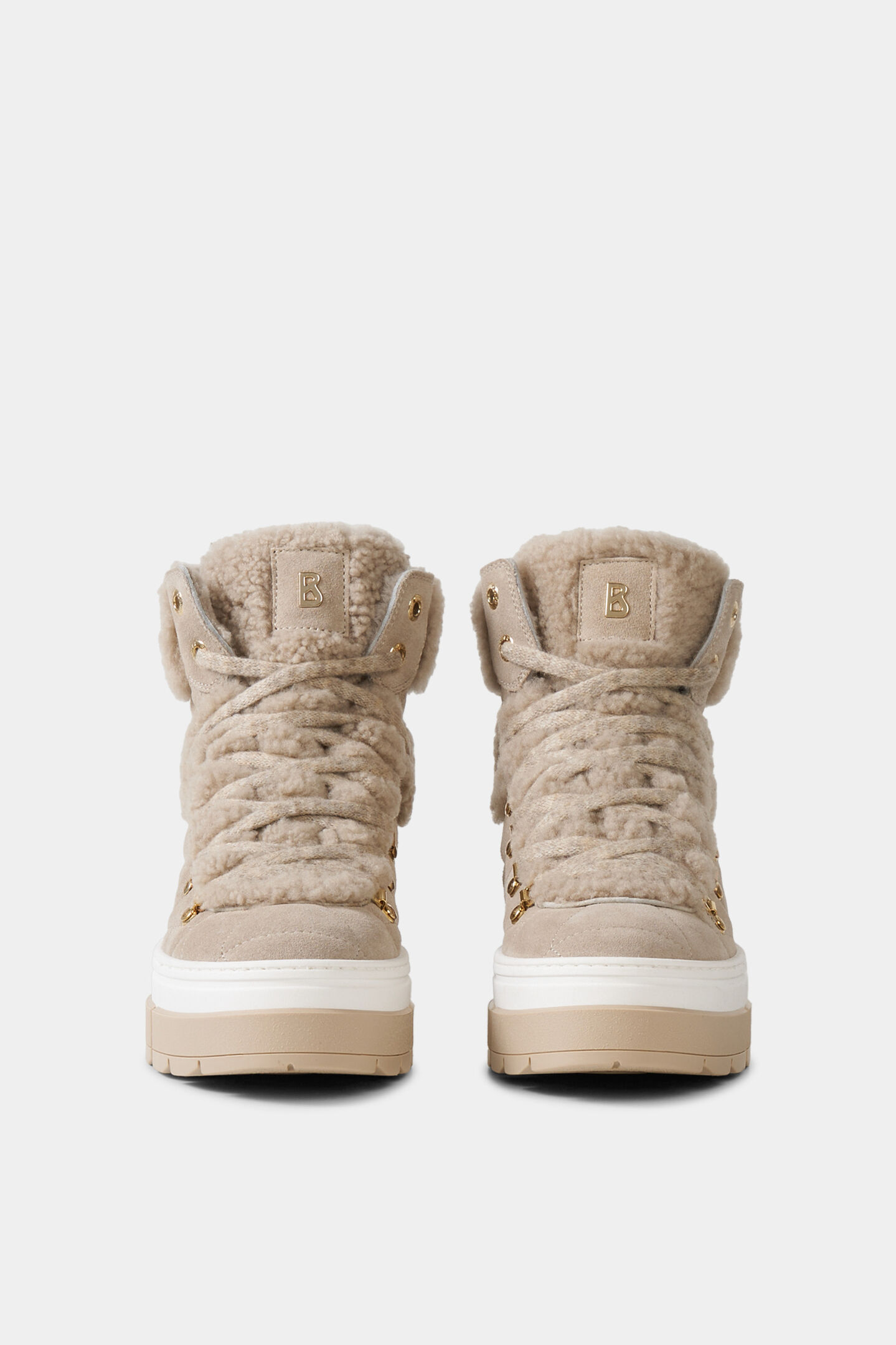 Lace-up boots from Vaduz with studs Beige