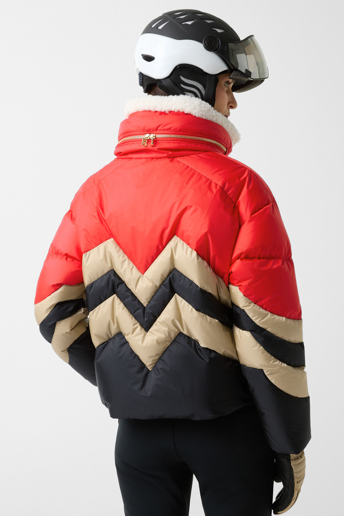 Valea down ski jacket Red/beige/black