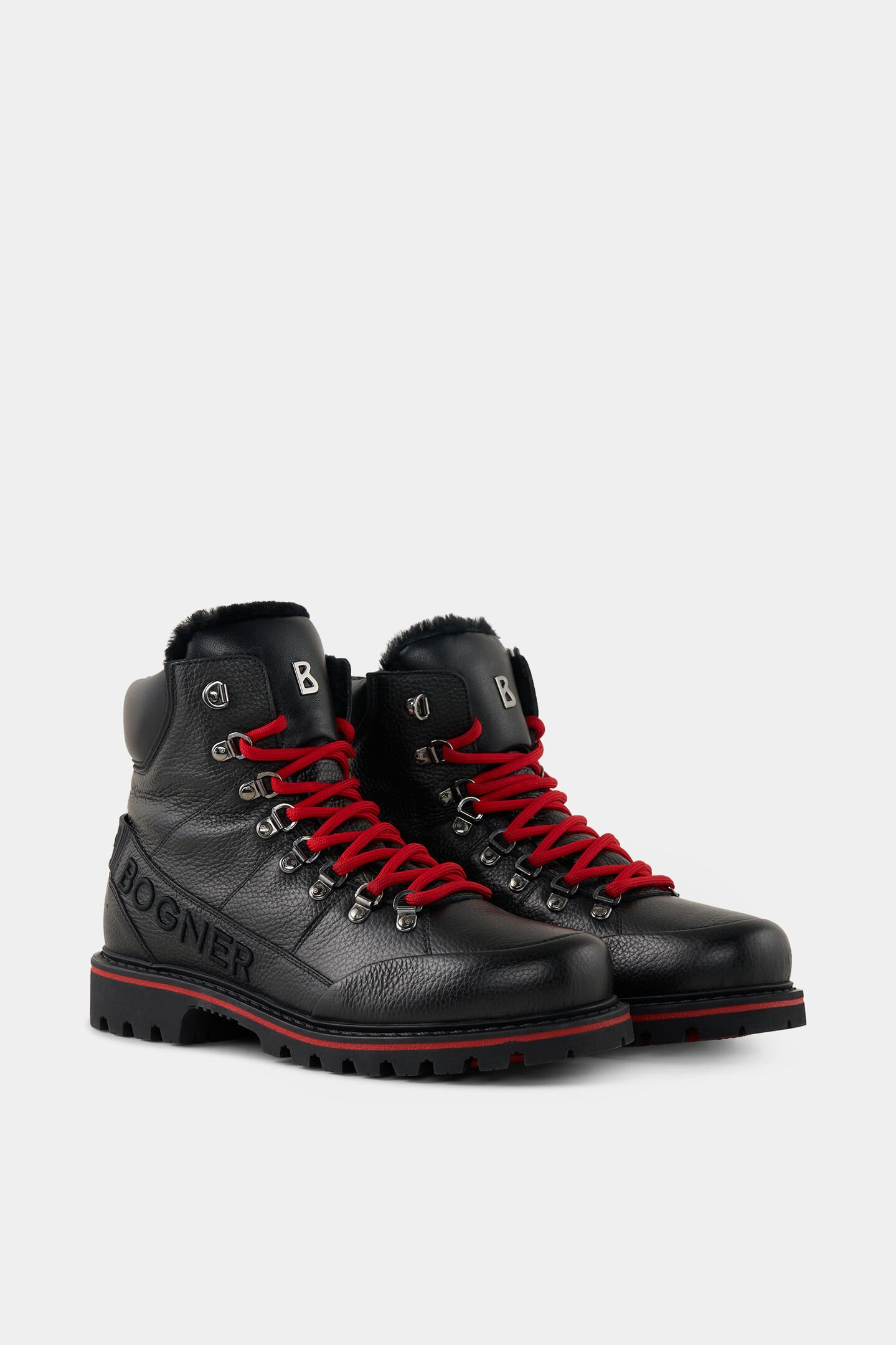 Mid Boots Helsinki with spikes Black/red