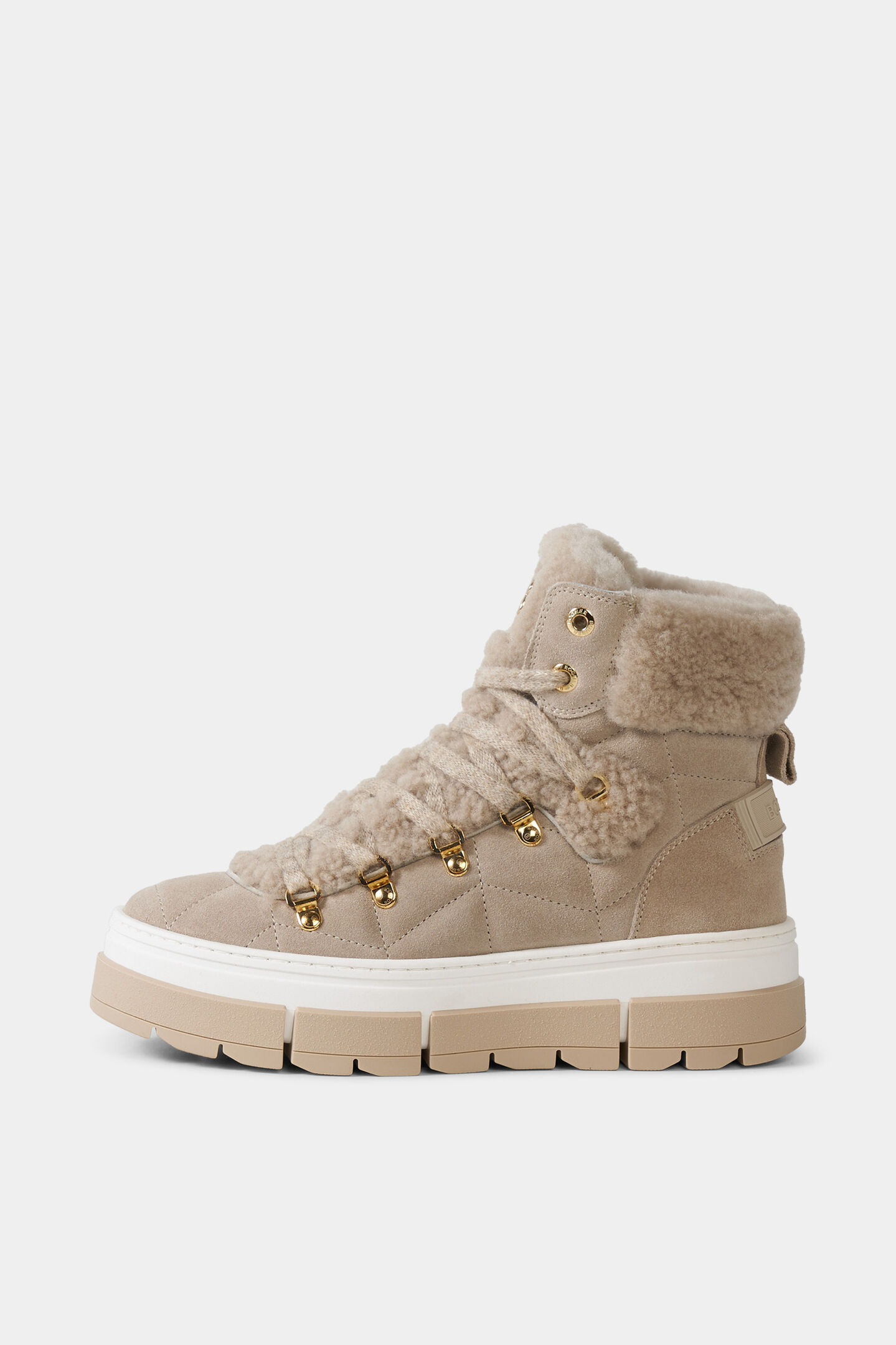 Lace-up boots from Vaduz with studs Beige