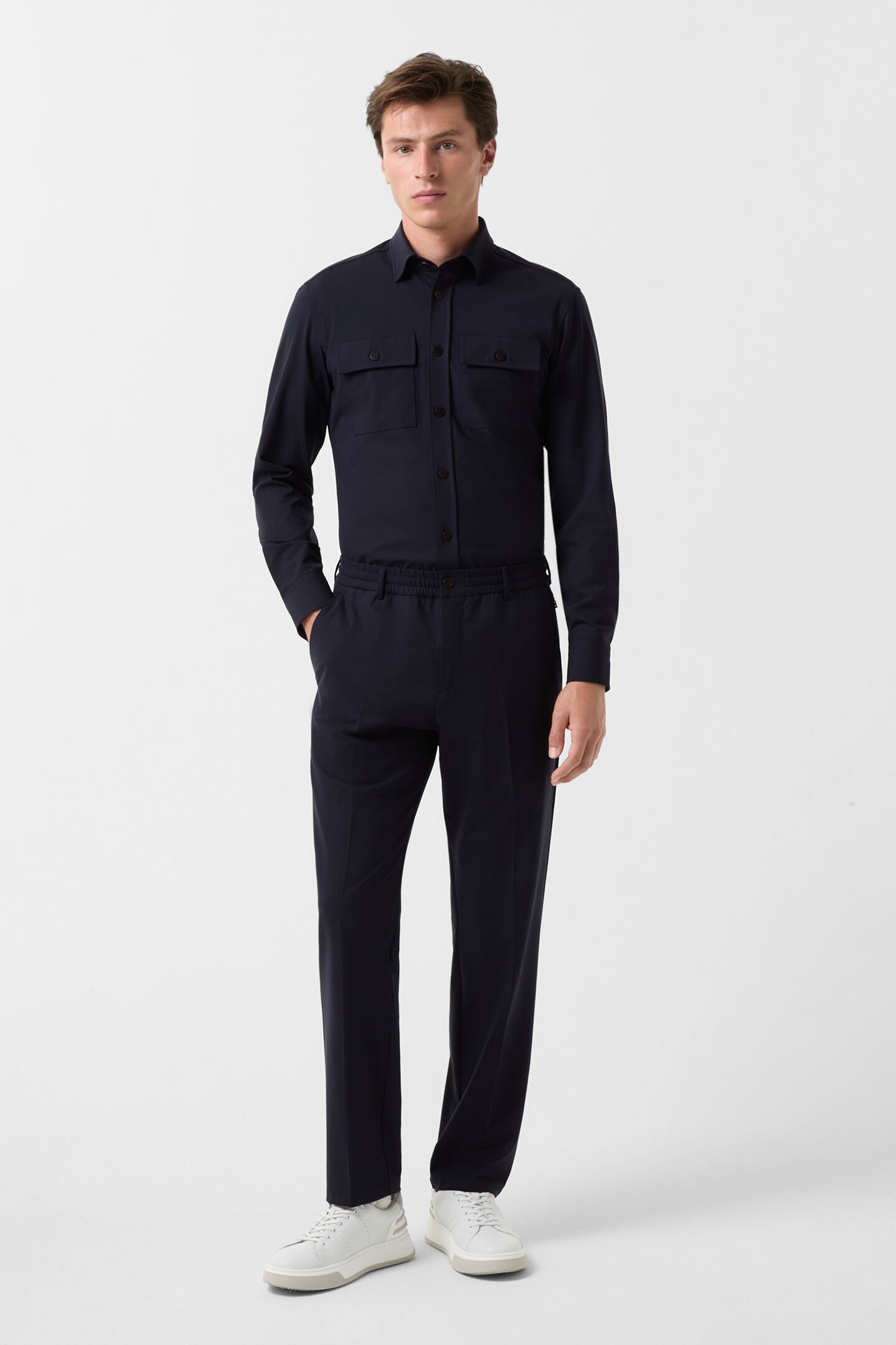 Bundfaltenhose Marcus Navy-Blau