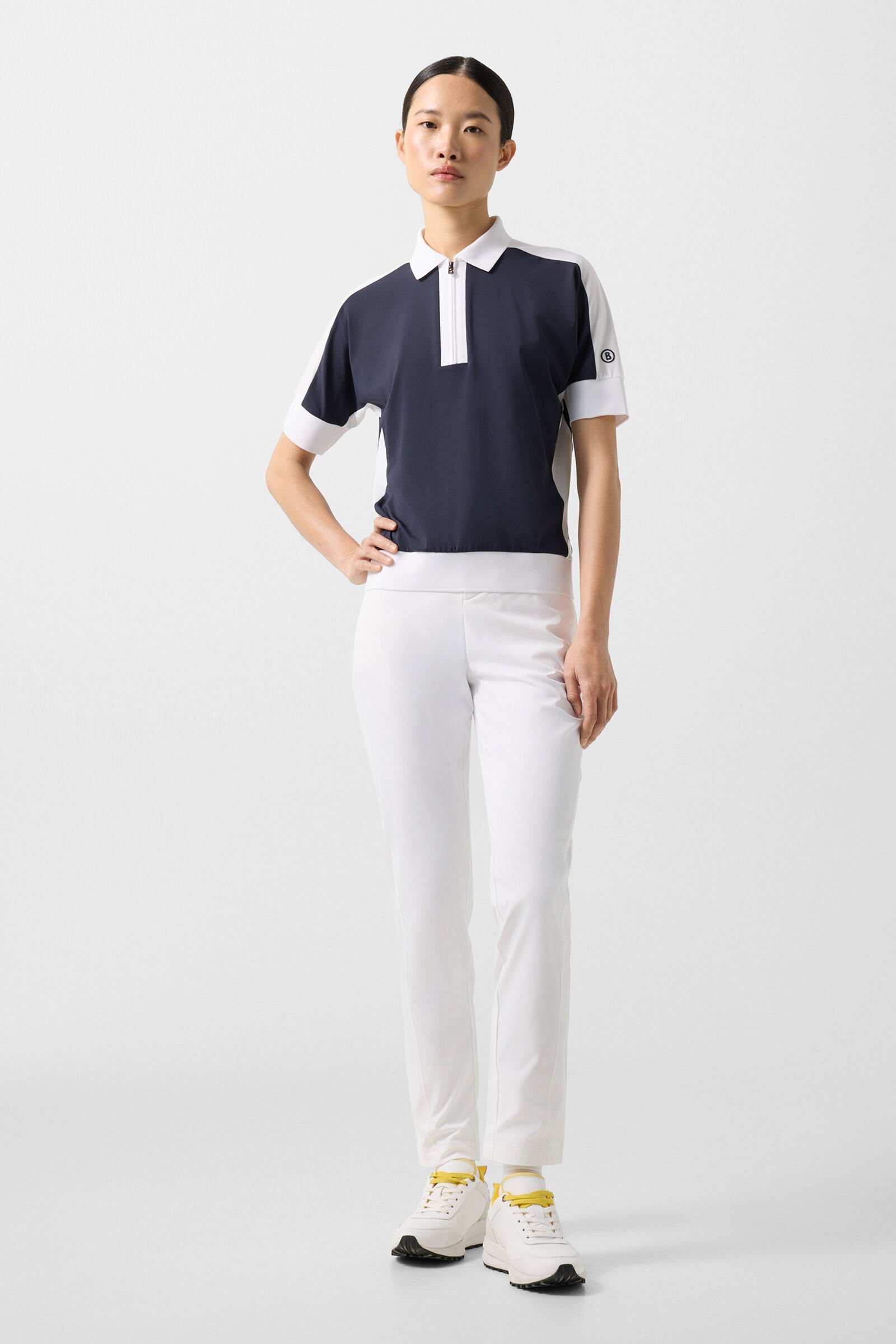 Arabell functional short-sleeved top Navy blue/white