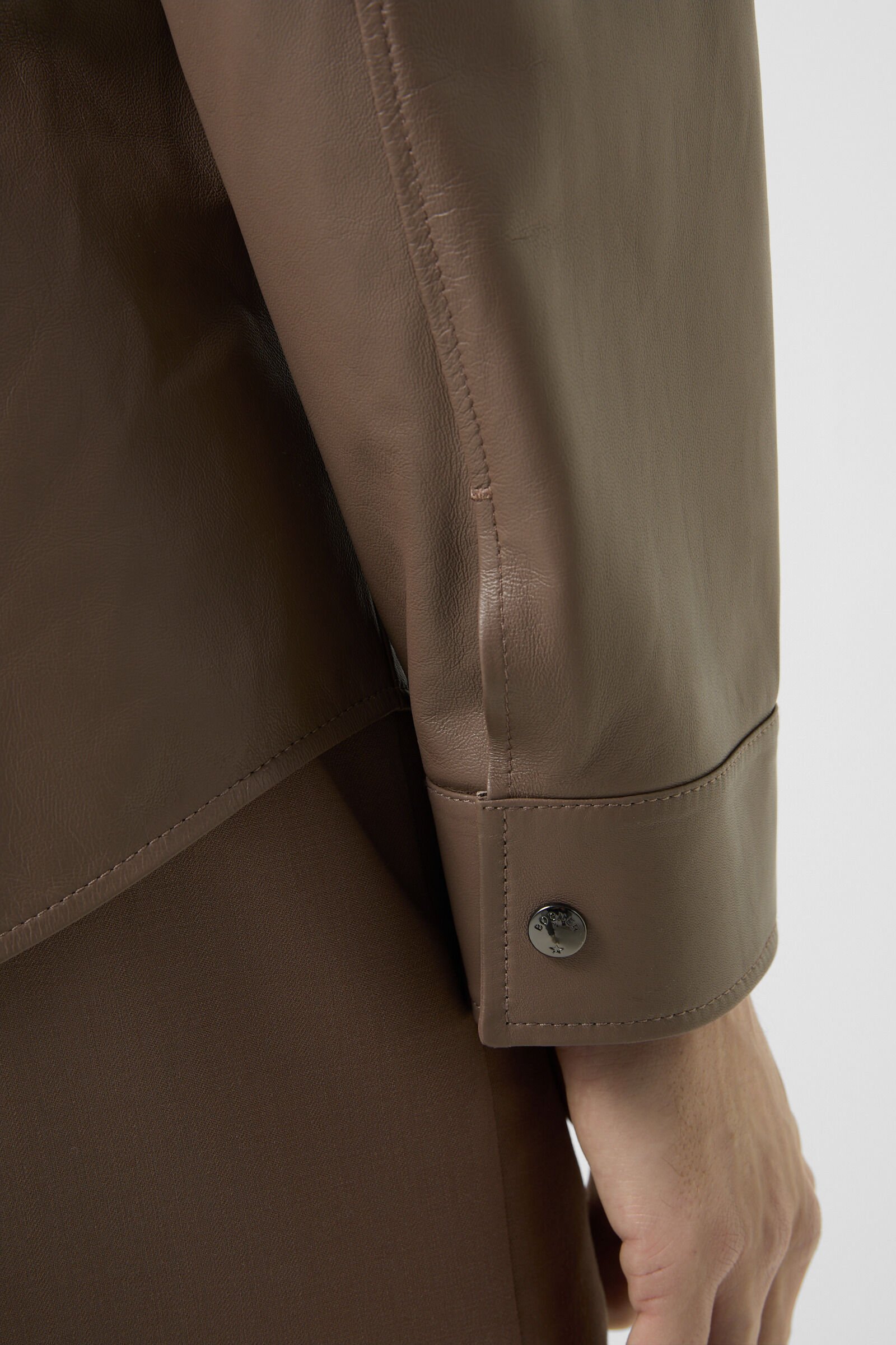 Leather overshirt Olli Mud