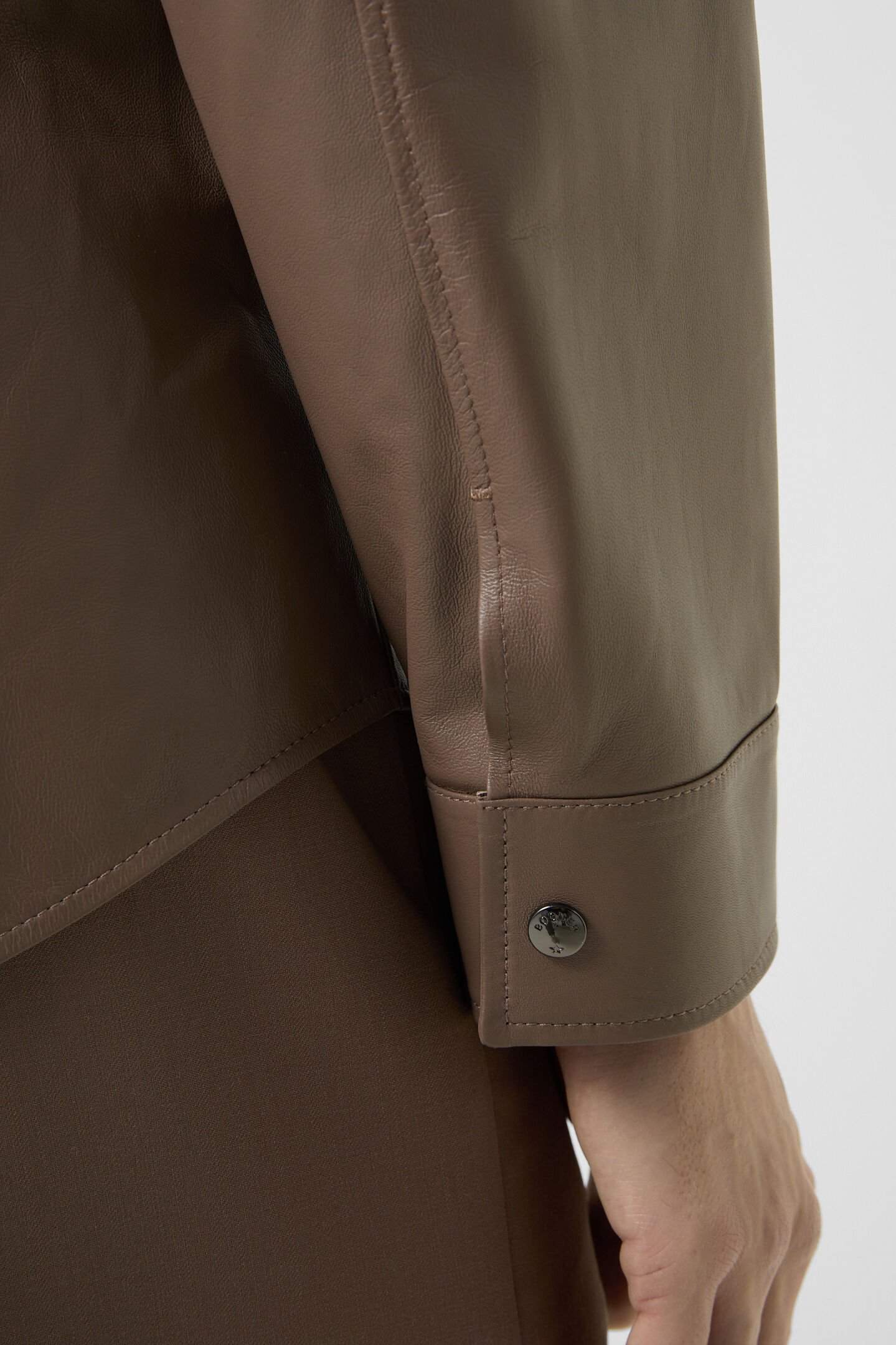 Leather overshirt Olli Mud