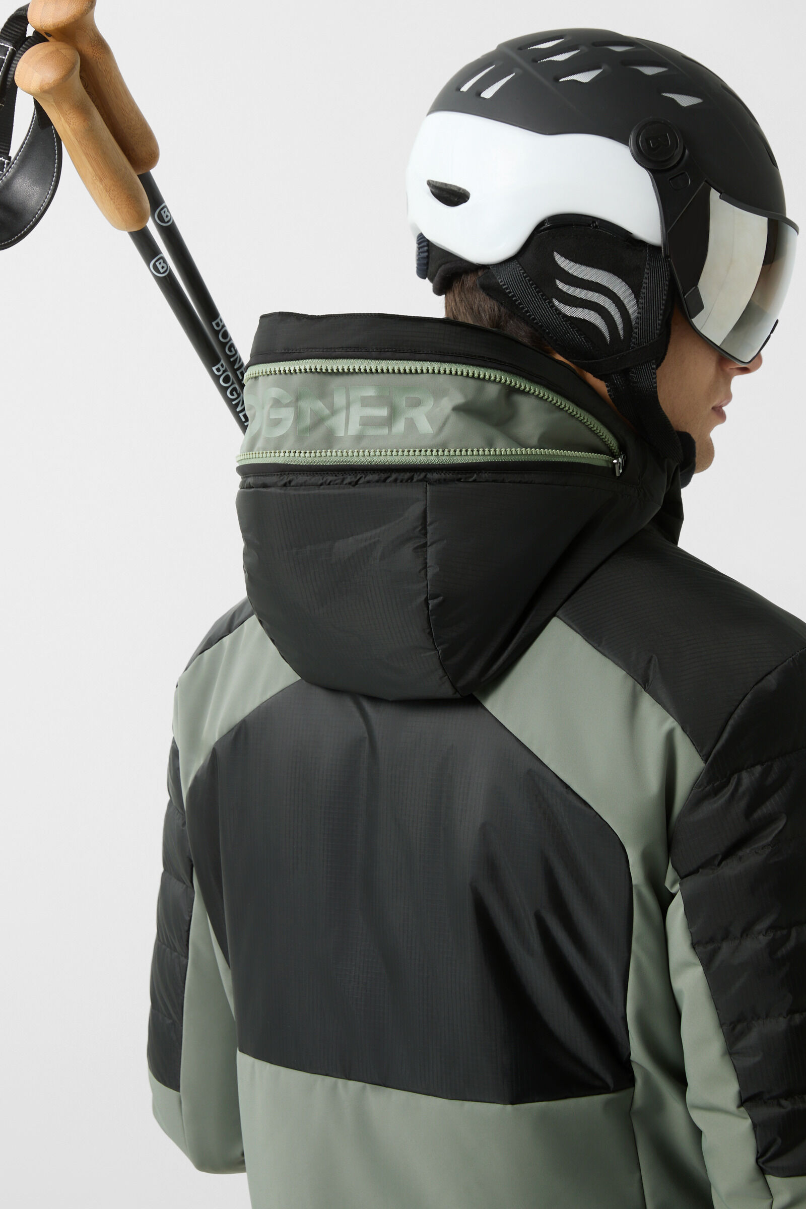 Henik down ski jacket Eucalyptus/black