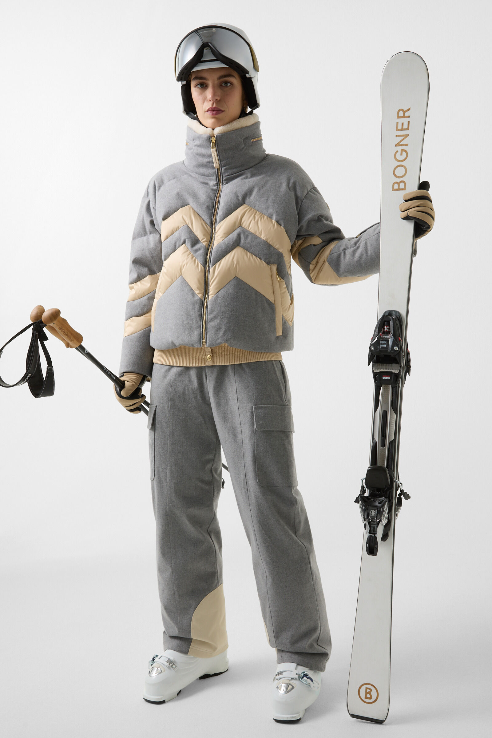 Valea down ski jacket Grey/cream