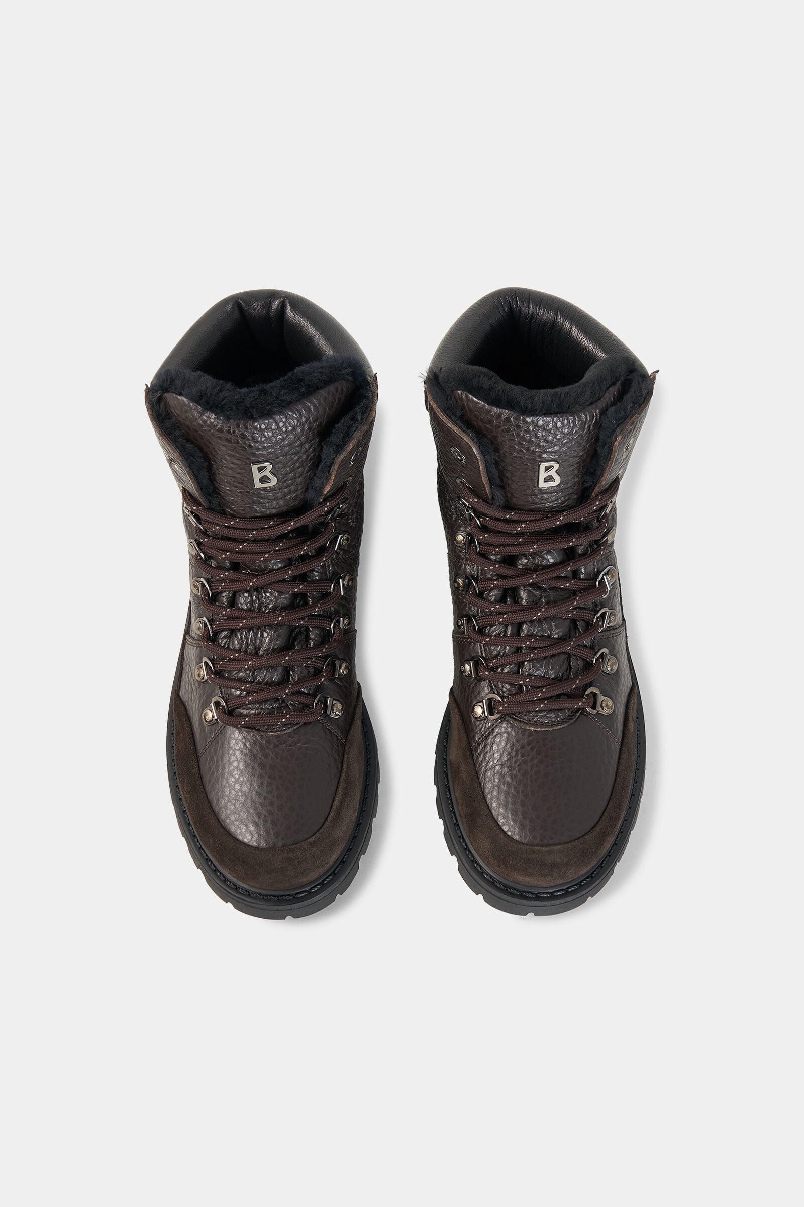 Bottes &agrave; lacets Helsinki avec crampons Marron fonc&eacute;