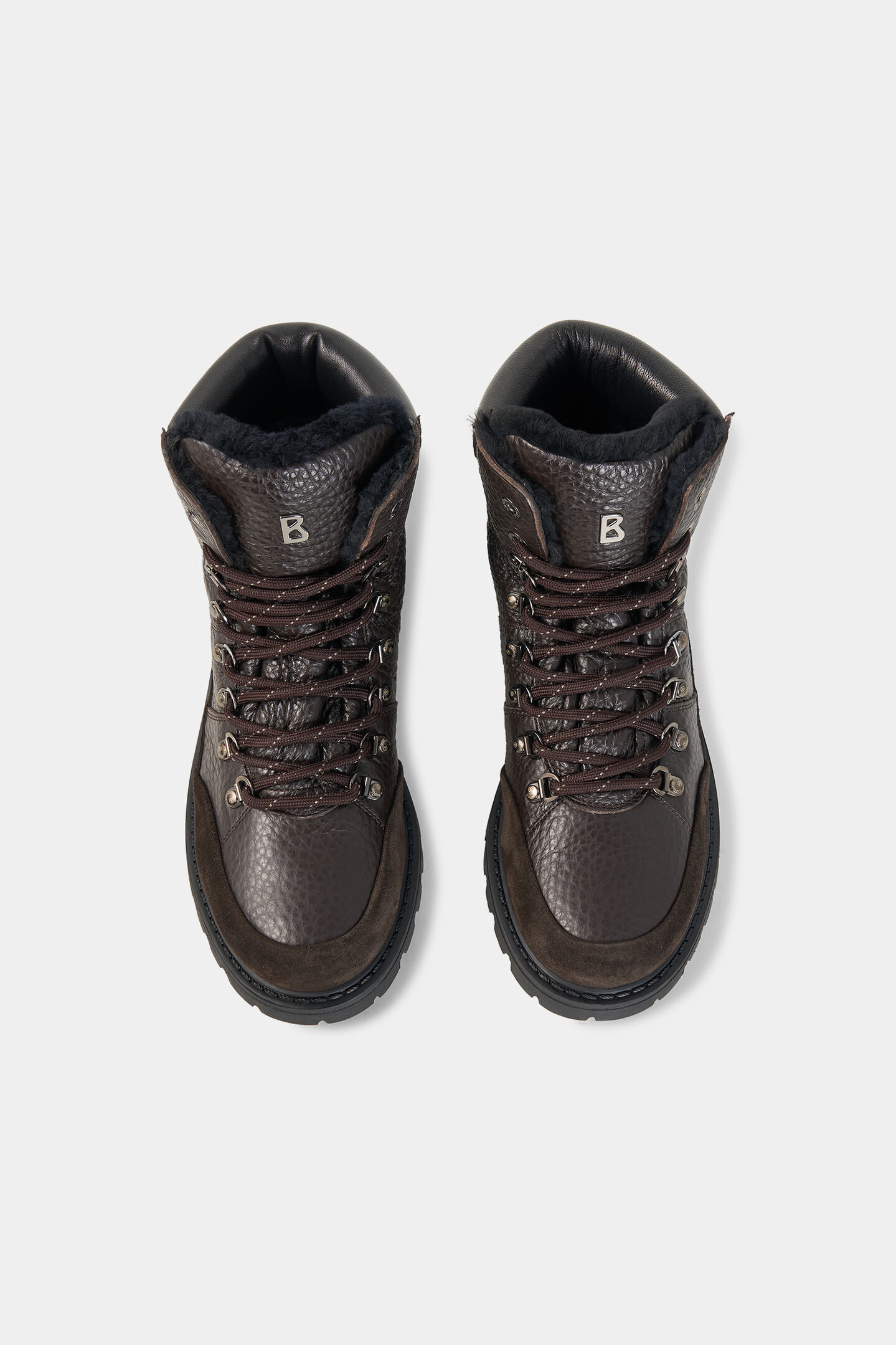 Bottes &agrave; lacets Helsinki avec crampons Marron fonc&eacute;