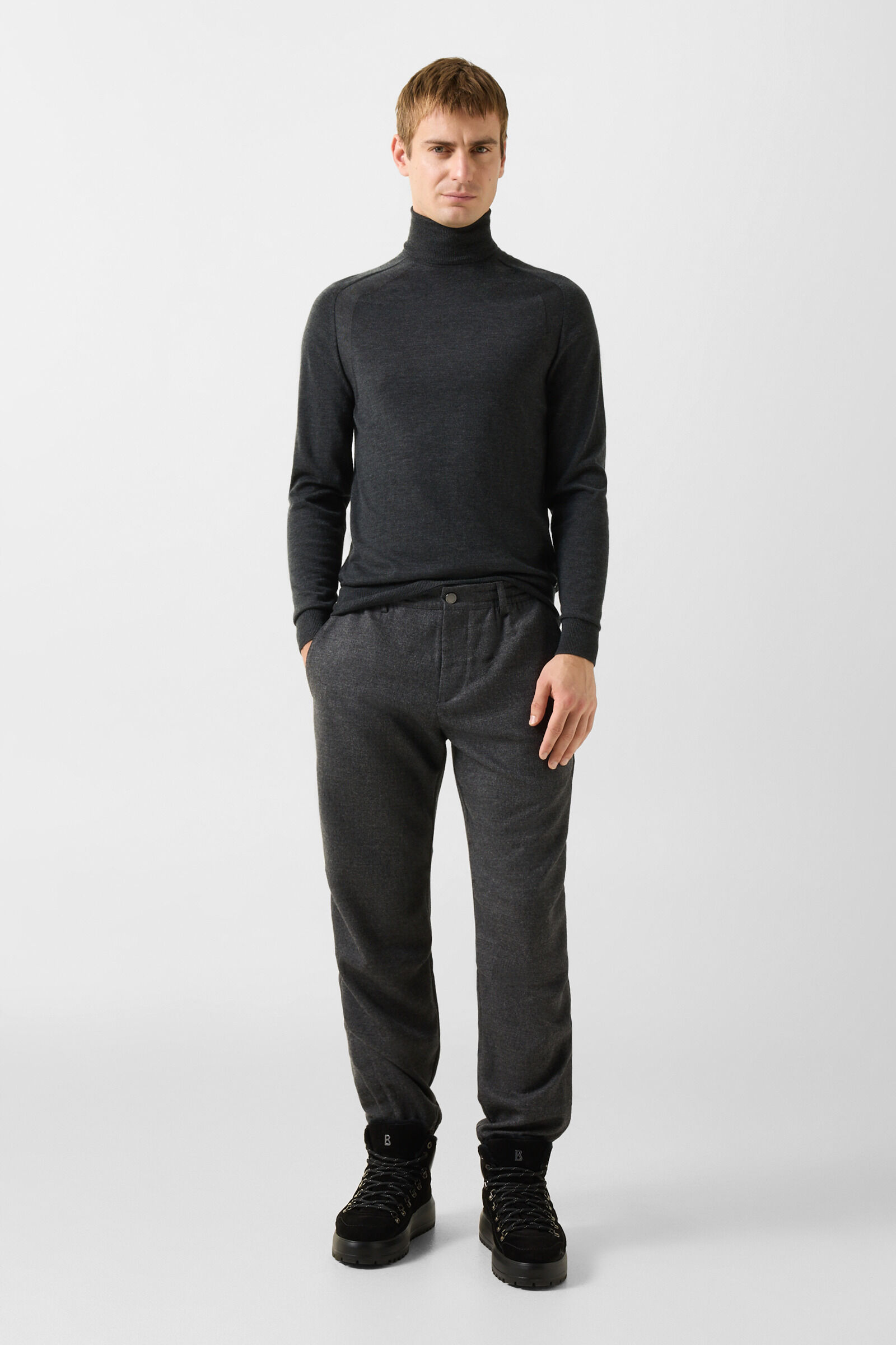 Gordon pure new wool cashmere jumper Anthracite
